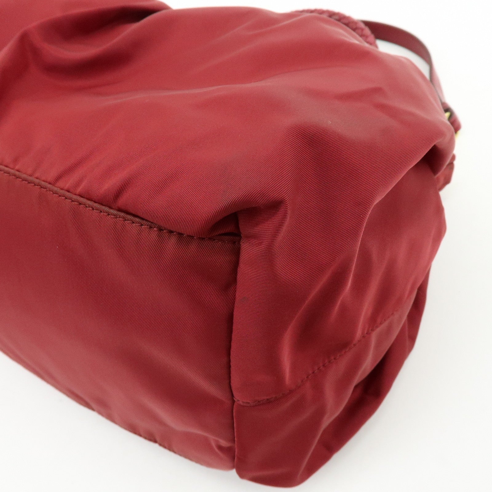 PRADA Nylon Leather Ribbon 2Way Bag Hand Bag Shoulder Bag Red