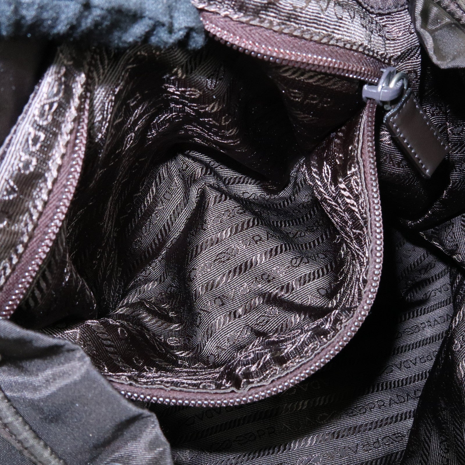 PRADA Triangle Logo Nylon Leather Backpack Rucksack Brown B2811