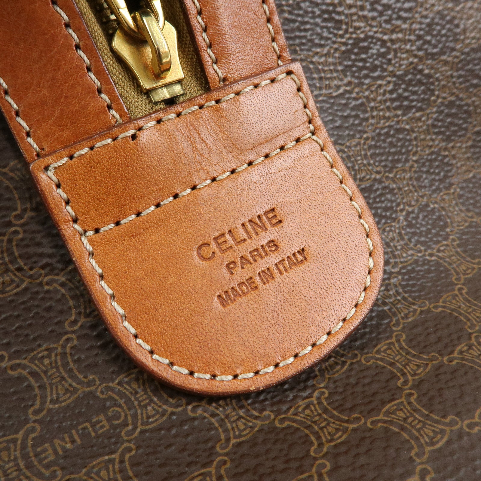 CELINE Macadam PVC Leather Boston Bag Hand Bag Travel Bag