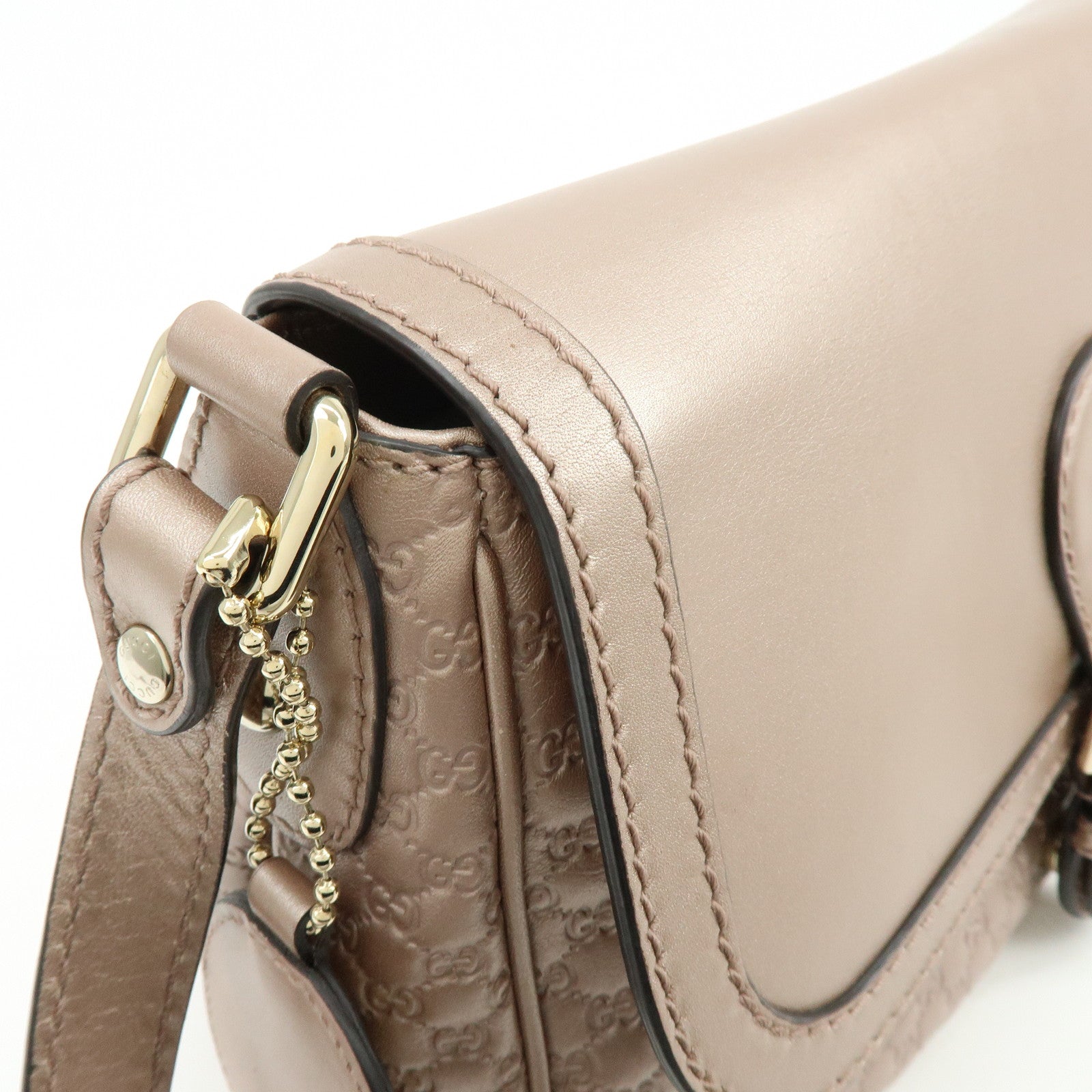 GUCCI Microguccissima Leather Shoulder Bag Metallic Pink 308452