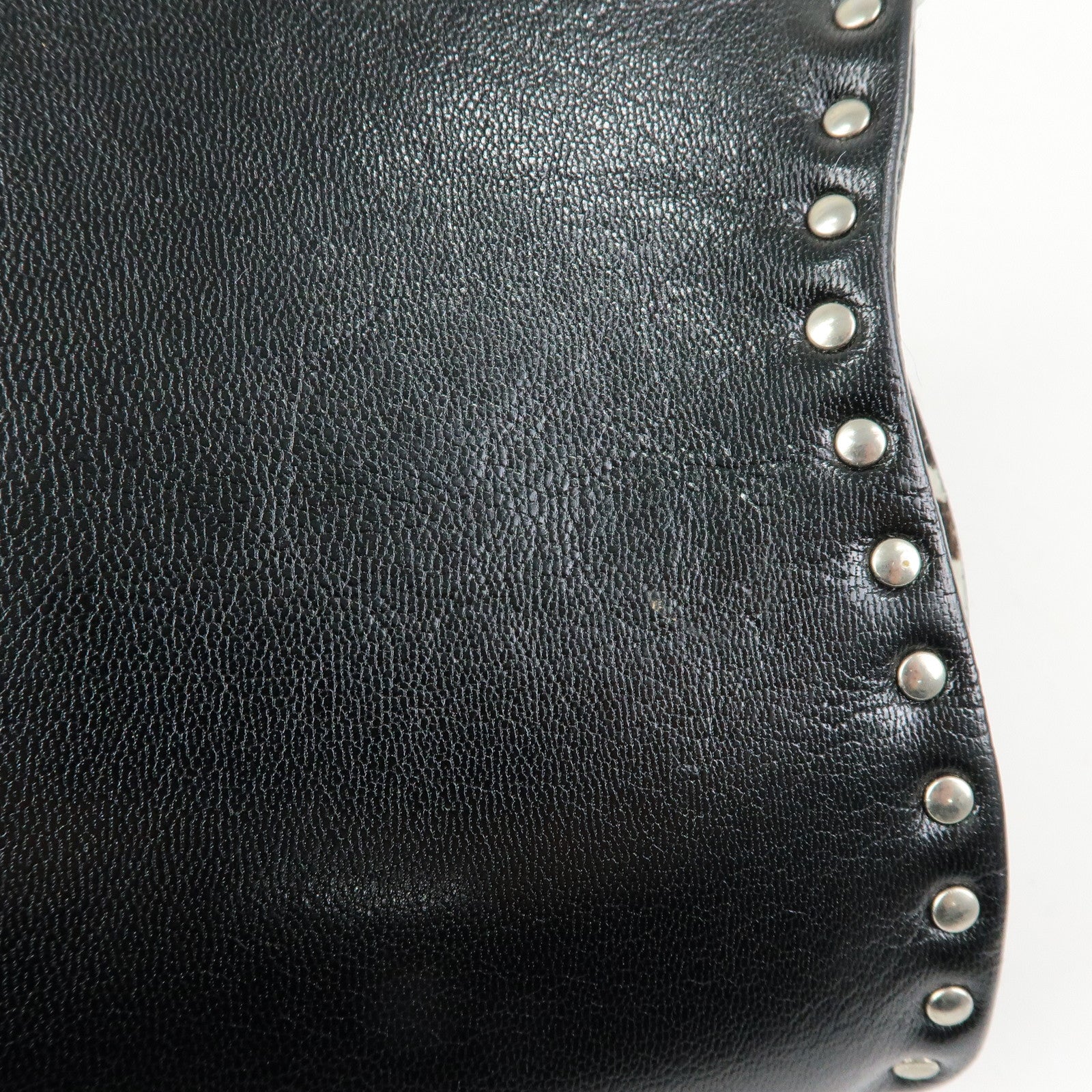 CELINE Haircalf Leather Studs Hand Bag Zebra Print Black White