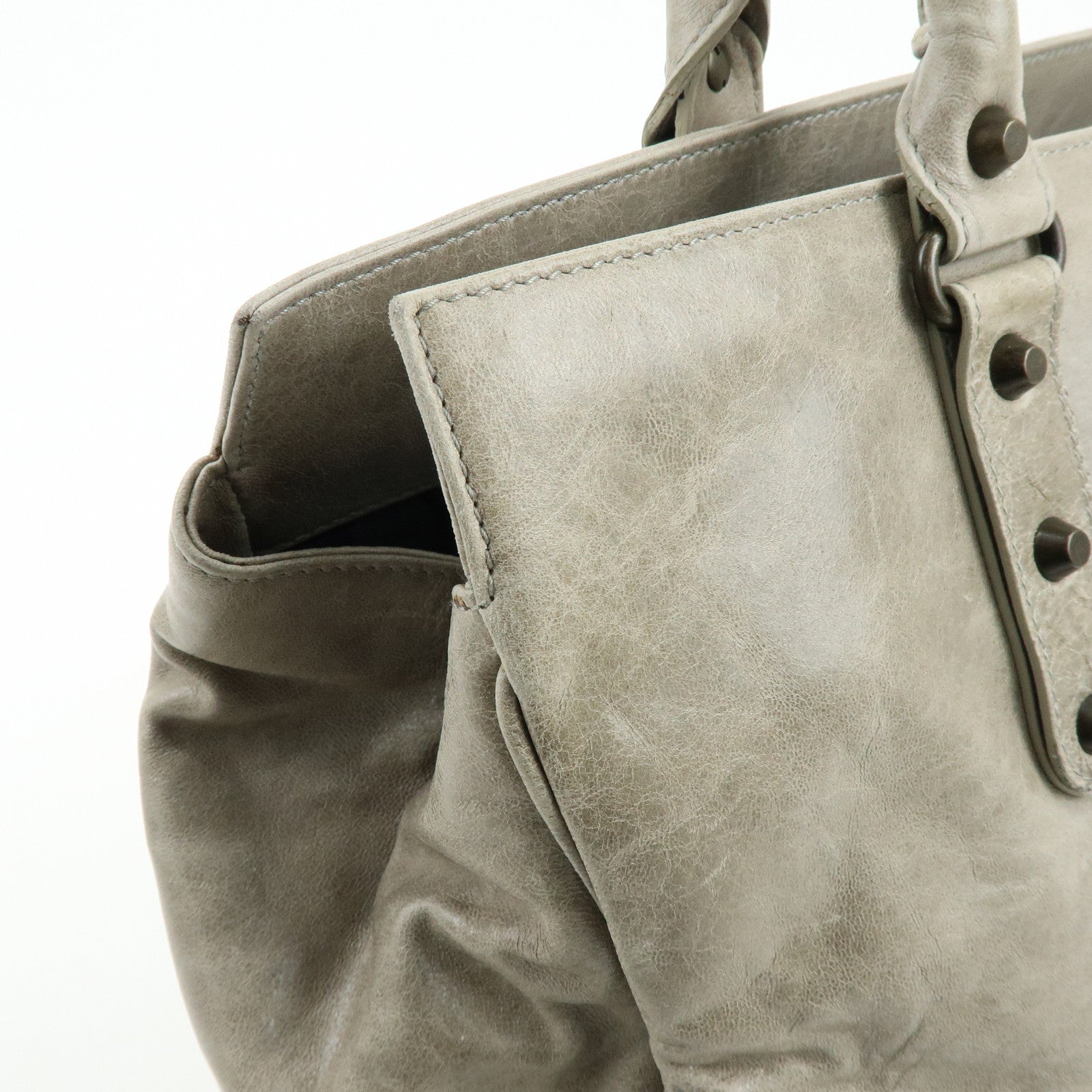 BALENCIAGA The Shopping Leather Tote Bag Shoulder Bag Gray