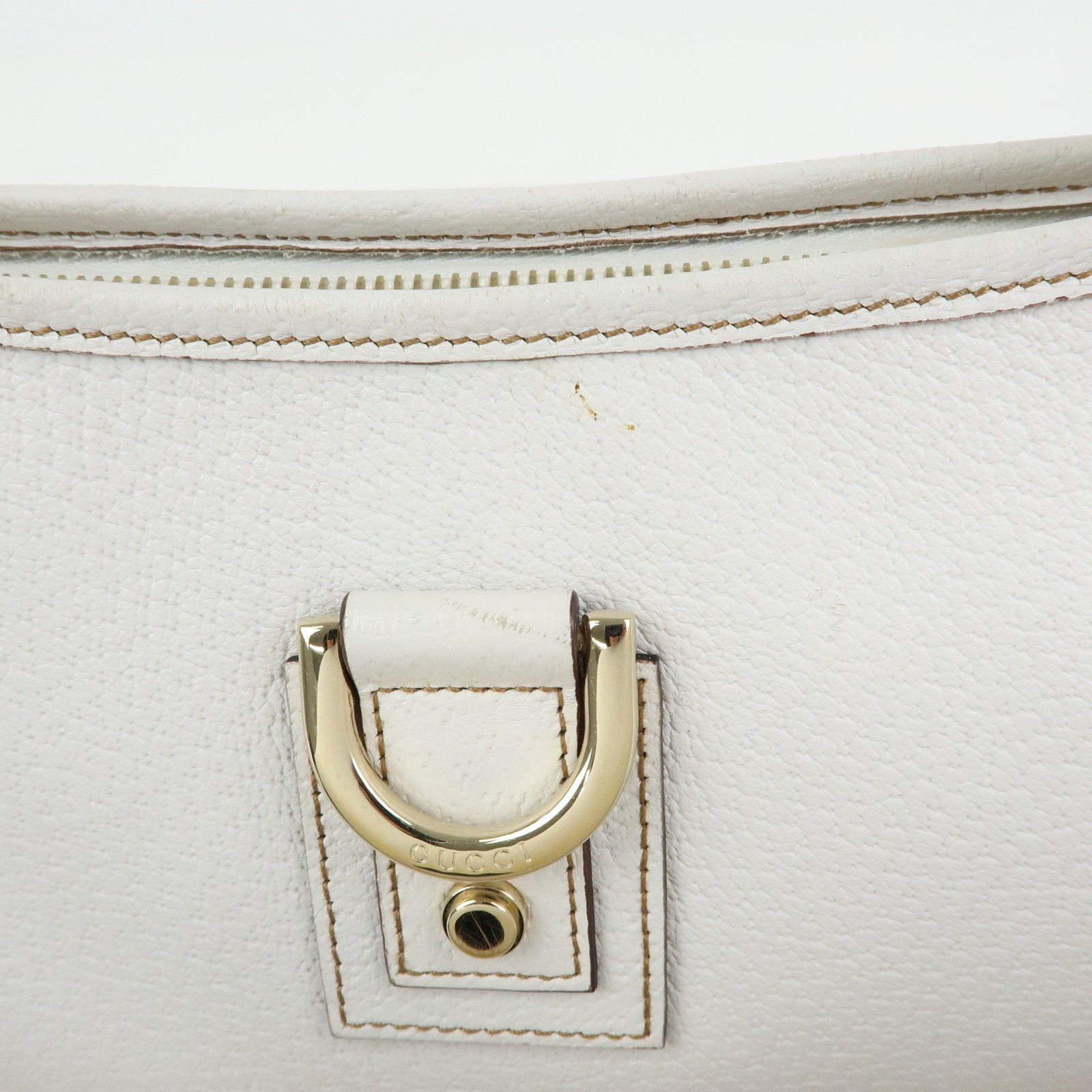 GUCCI Abbey Leather Shoulder Bag Hand Bag White 130939