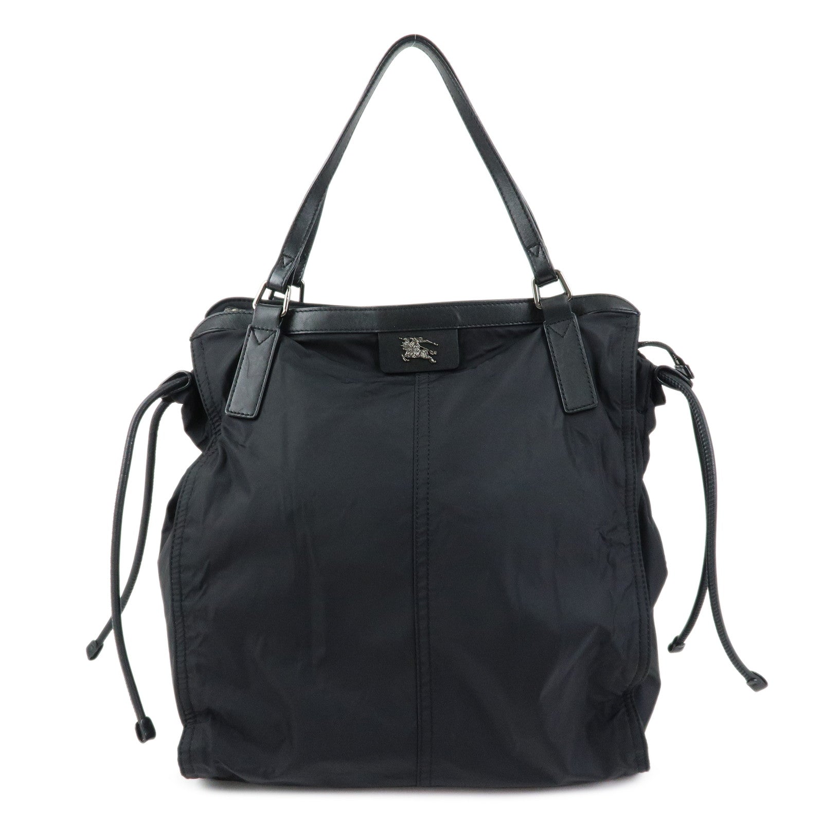 BURBERRY Nylon Leather Tote Bag Shoulder Bag Black