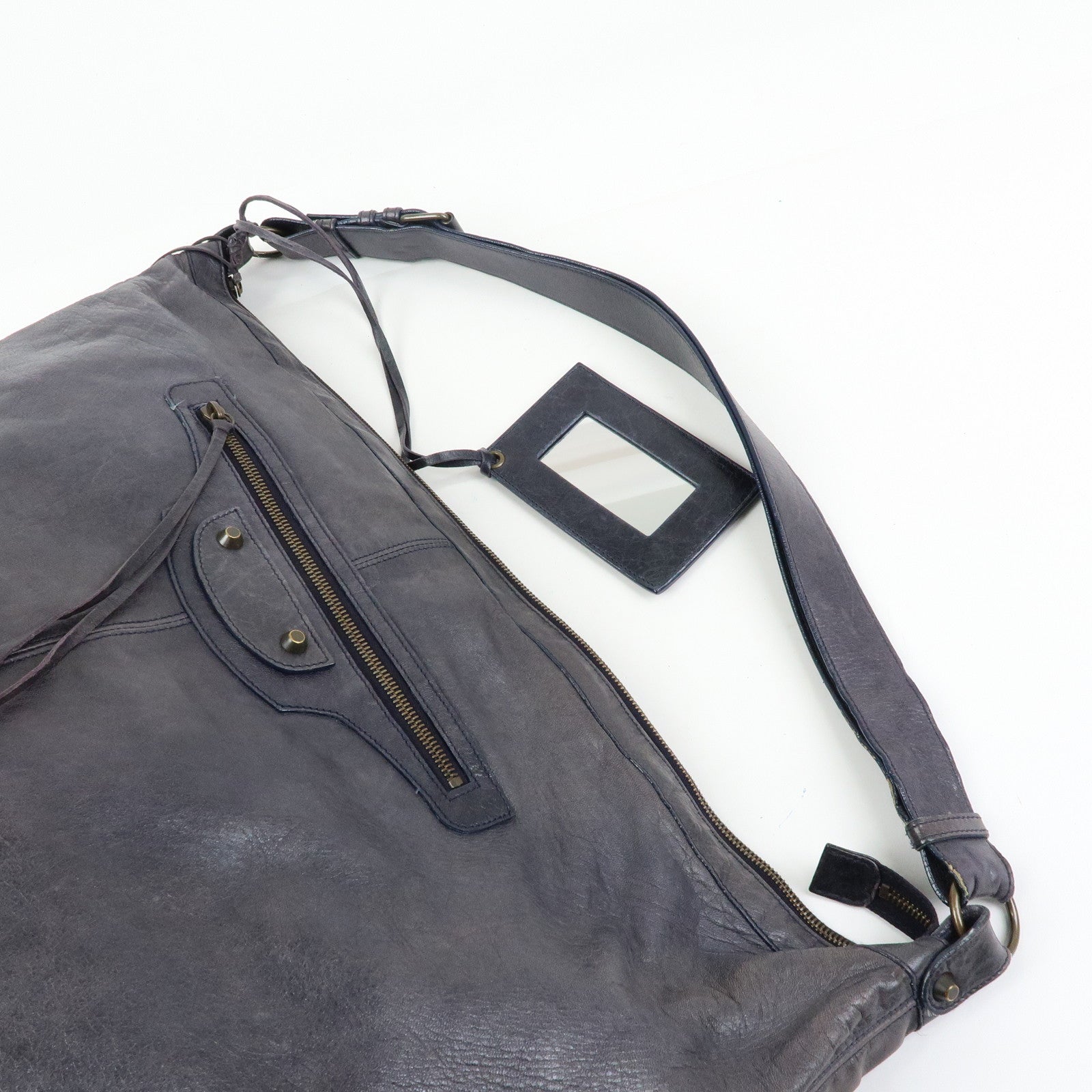 BALENCIAGA Classic Courier XL Leather Shoulder Bag Purple 159671