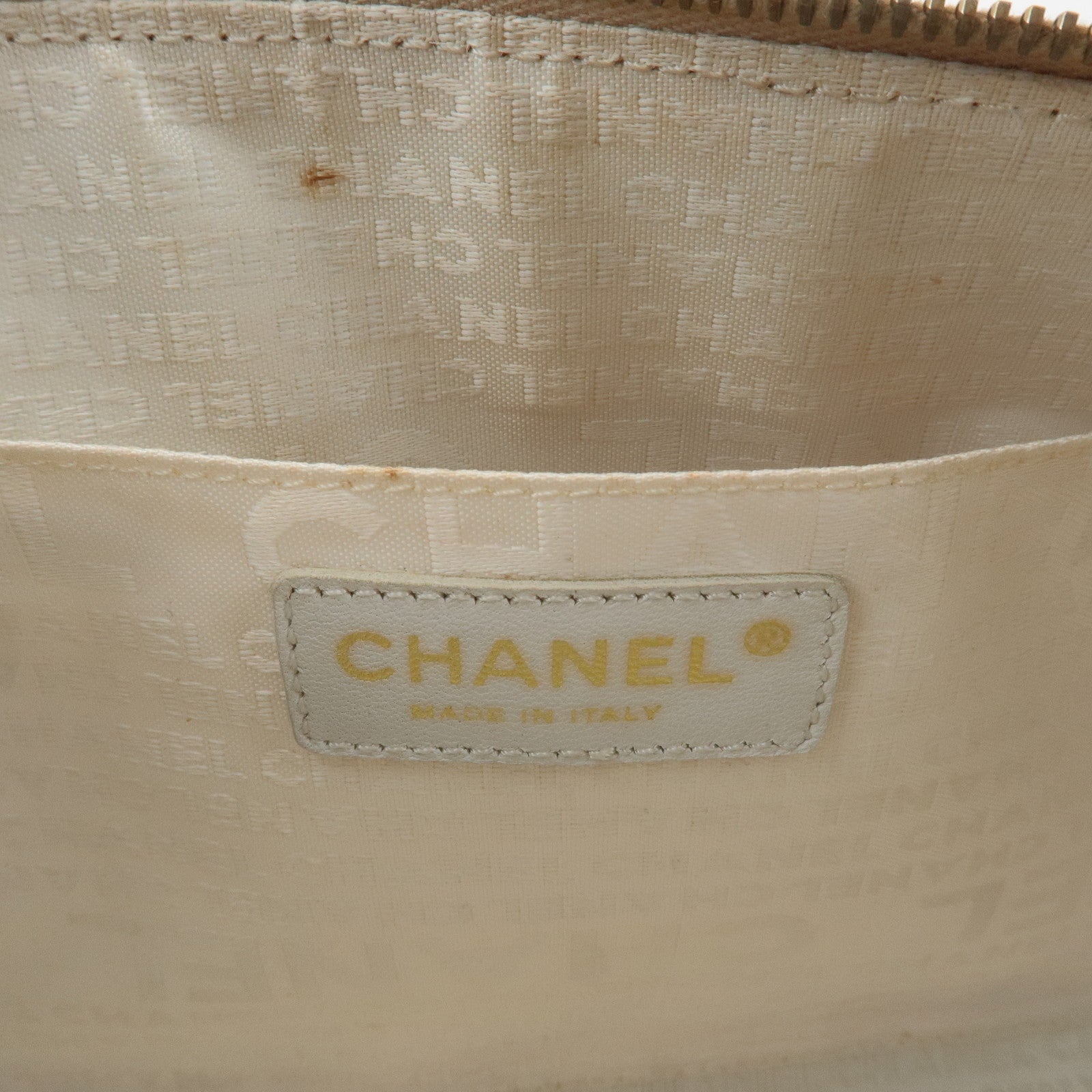 CHANEL Wild Stich Canvas Shoulder Bag Hand Bag Beige