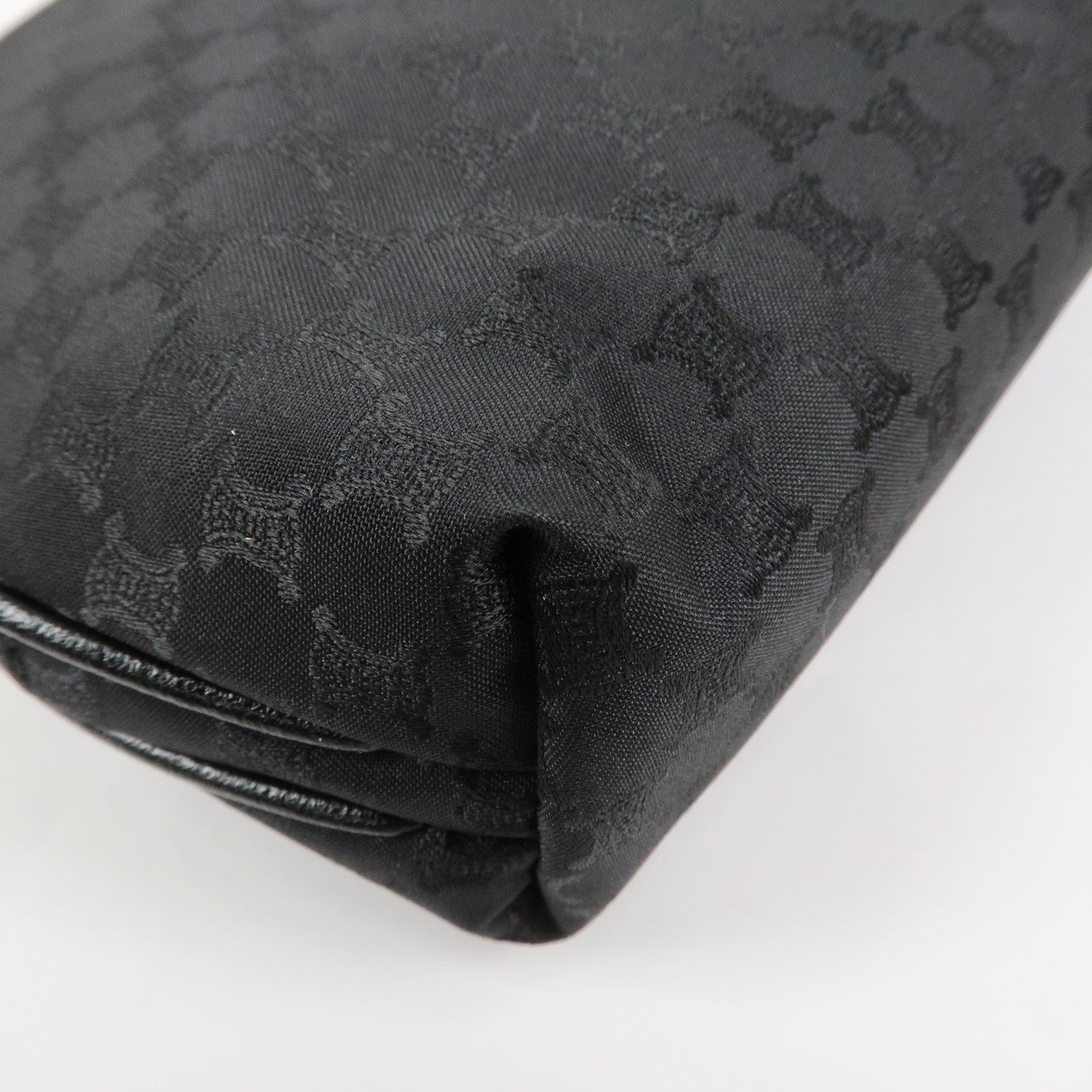 CELINE Macadam Nylon Cosmetic Pouch Logo Plate Black