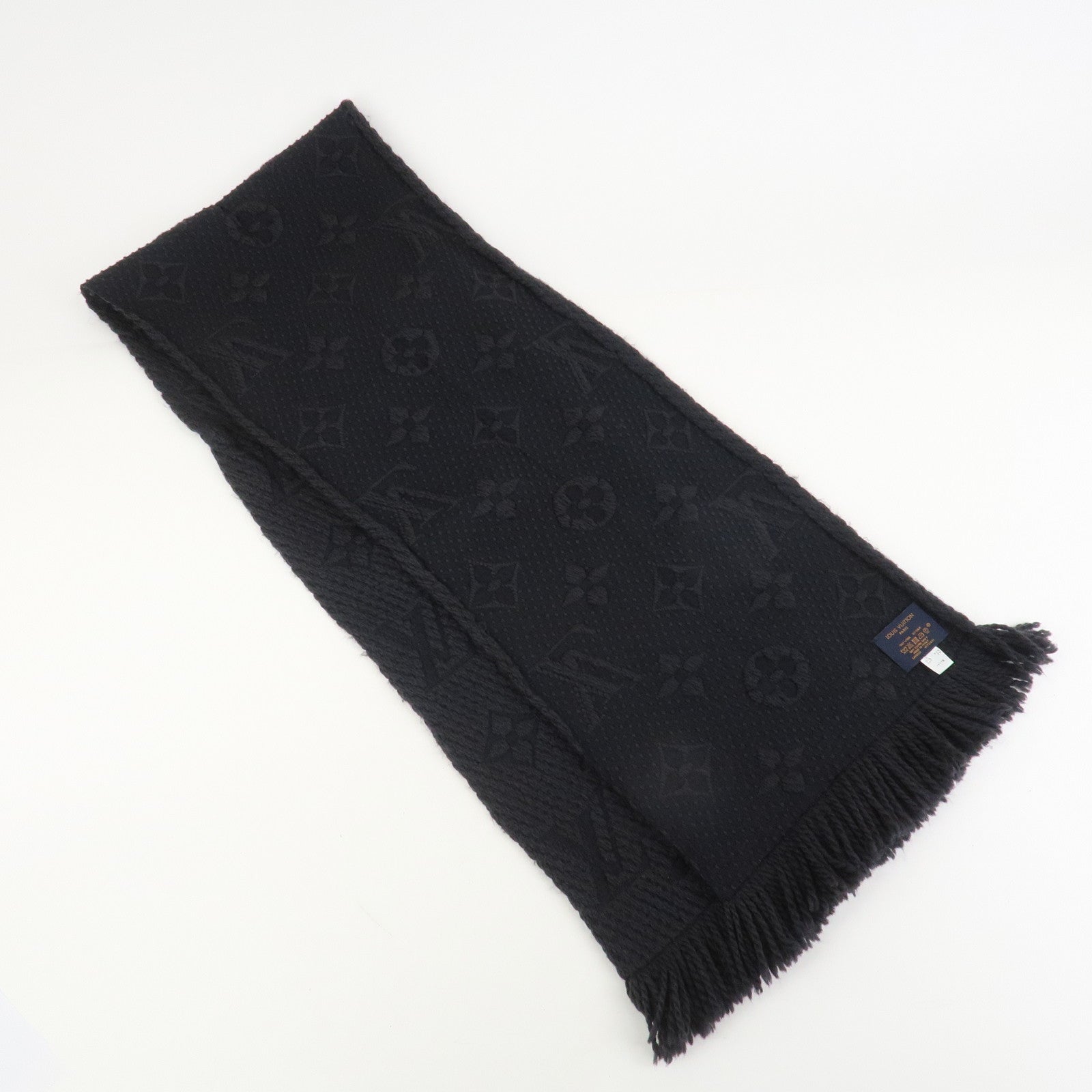 Louis Vuitton Echarpe Logomania Wool Silk Scarf Black M72431