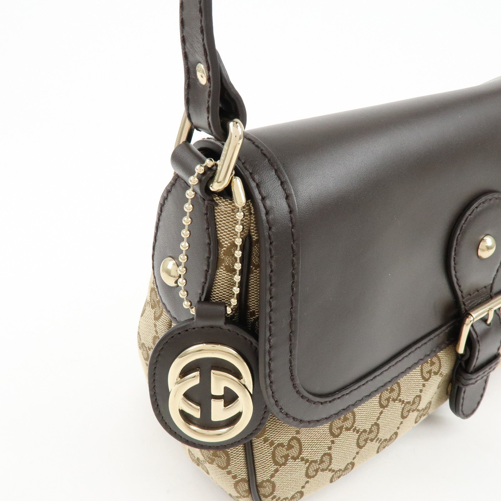 GUCCI Sukey Interlocking G GG Canvas Leather Shoulder Bag 308452