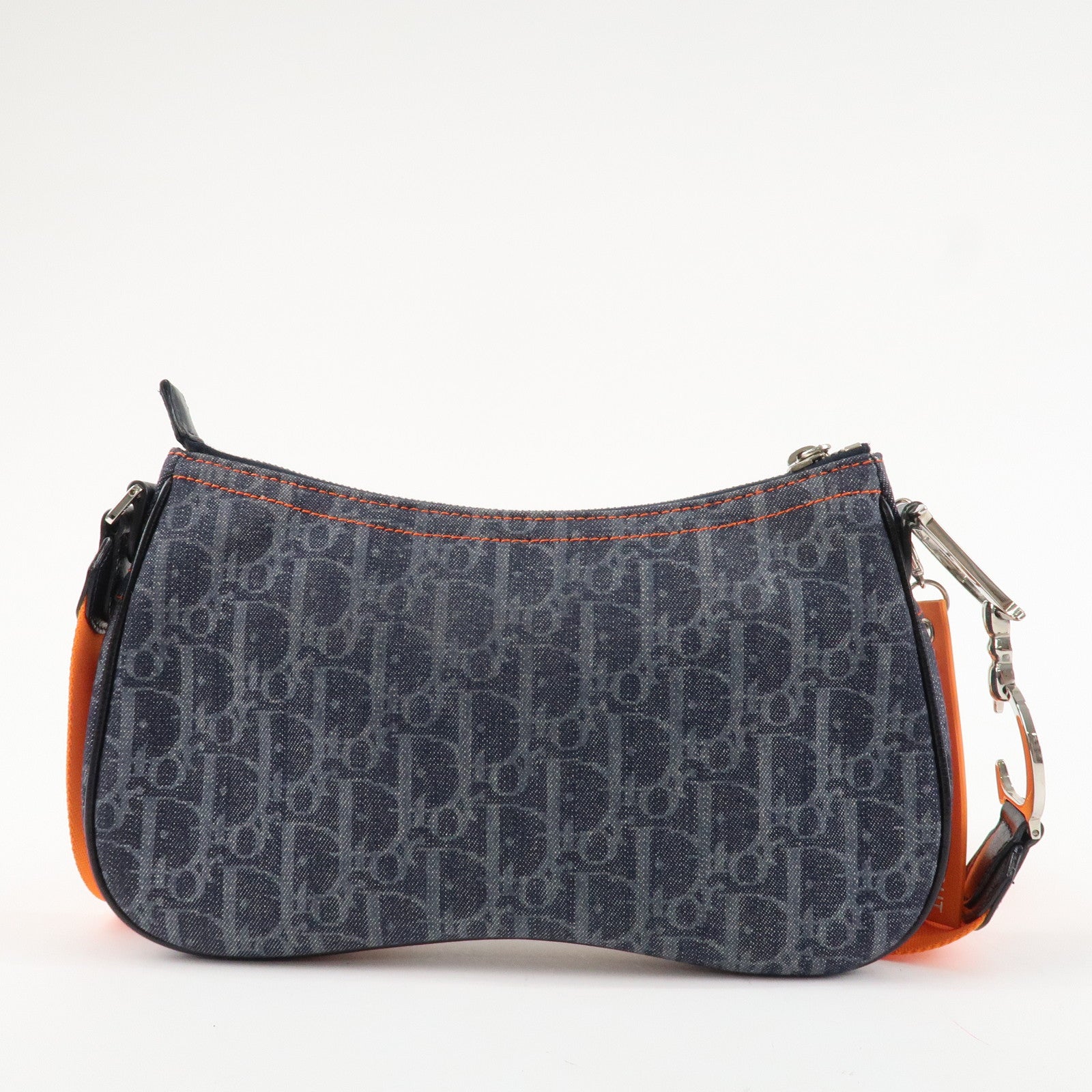 Christian Dior Flight Line Trotter Canvas Leather Shoulder Bag Denim Used