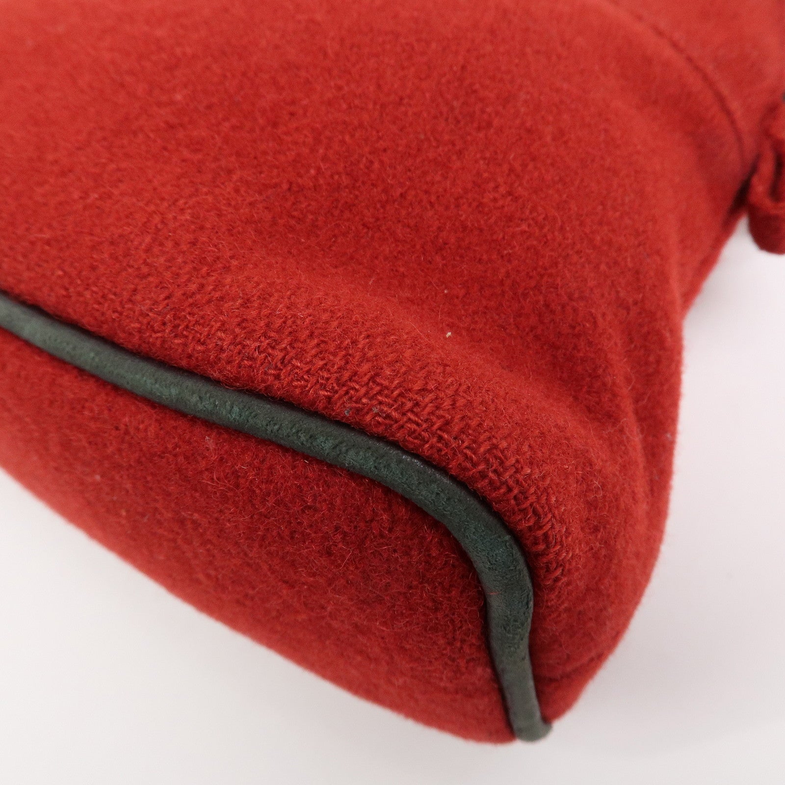 HERMES Wool 100% Leather Bolide Pouch MM Cosmetic Pouch Red