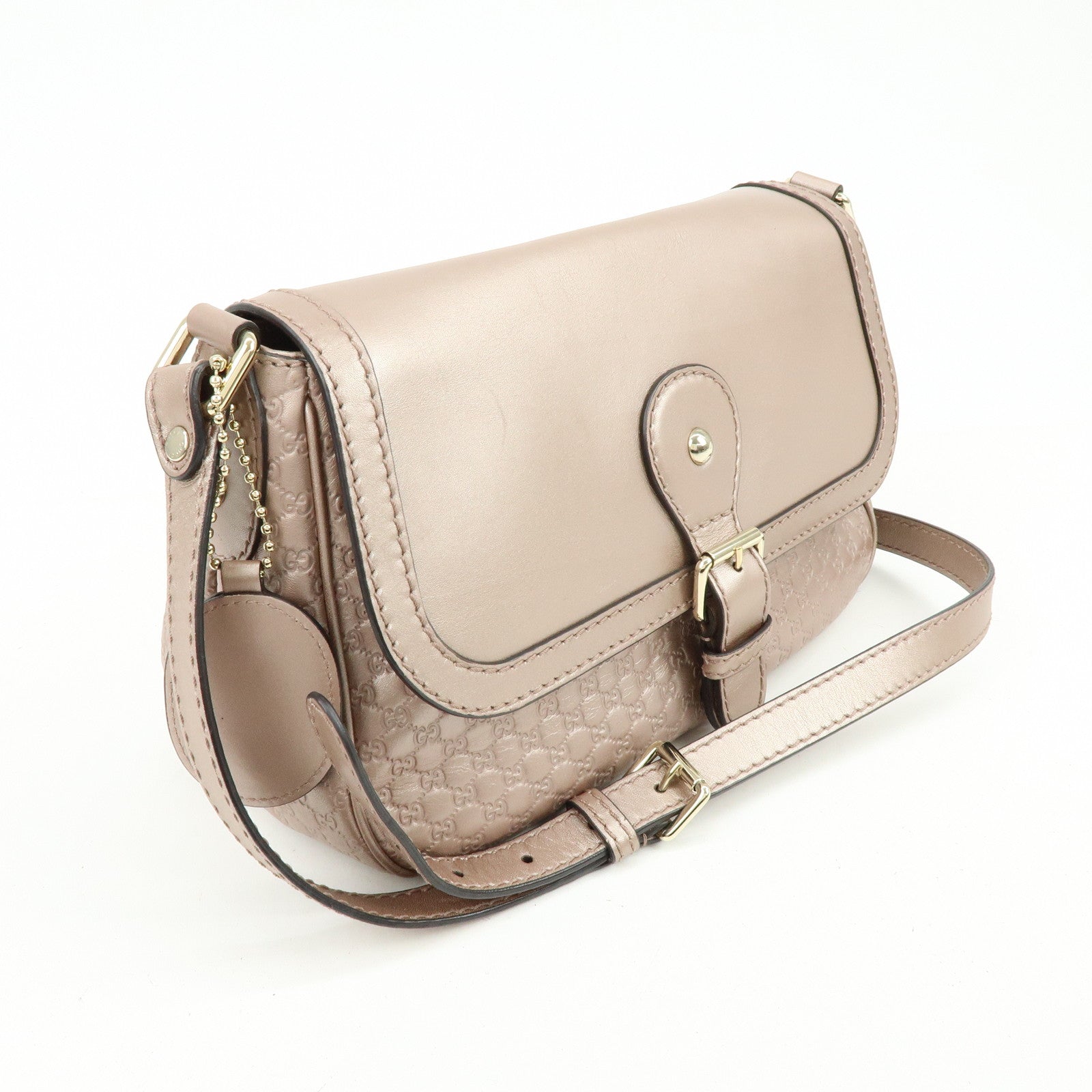GUCCI Microguccissima Leather Shoulder Bag Metallic Pink 308452