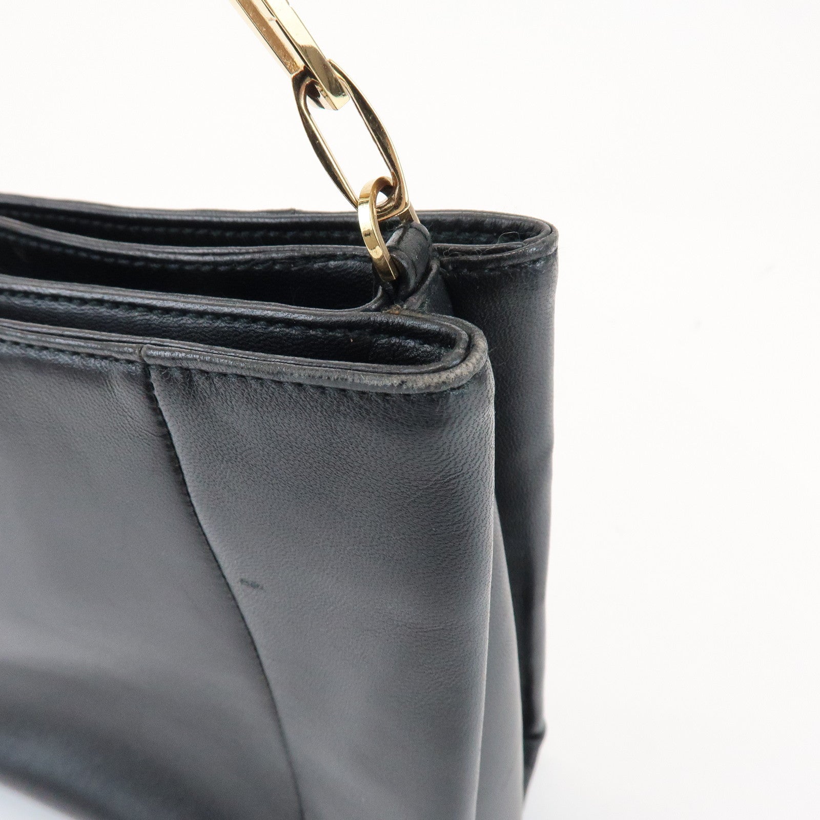 LOEWE Anagram Logo Nappa Leather Chain Shoulder Bag Hand Bag Black