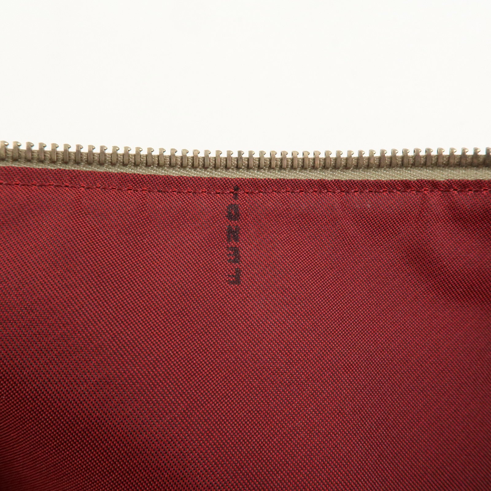 FENDI Zucchino Canvas Leather Tote Bag Hand Bag Beige Red 8BH134
