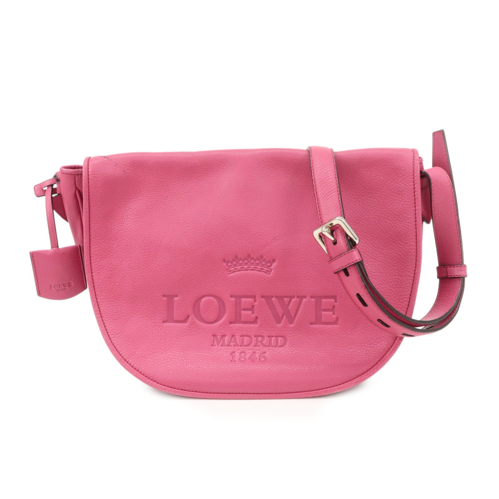 LOEWE Heritage Leather Shoulder Bag Crossbody Bag Pink