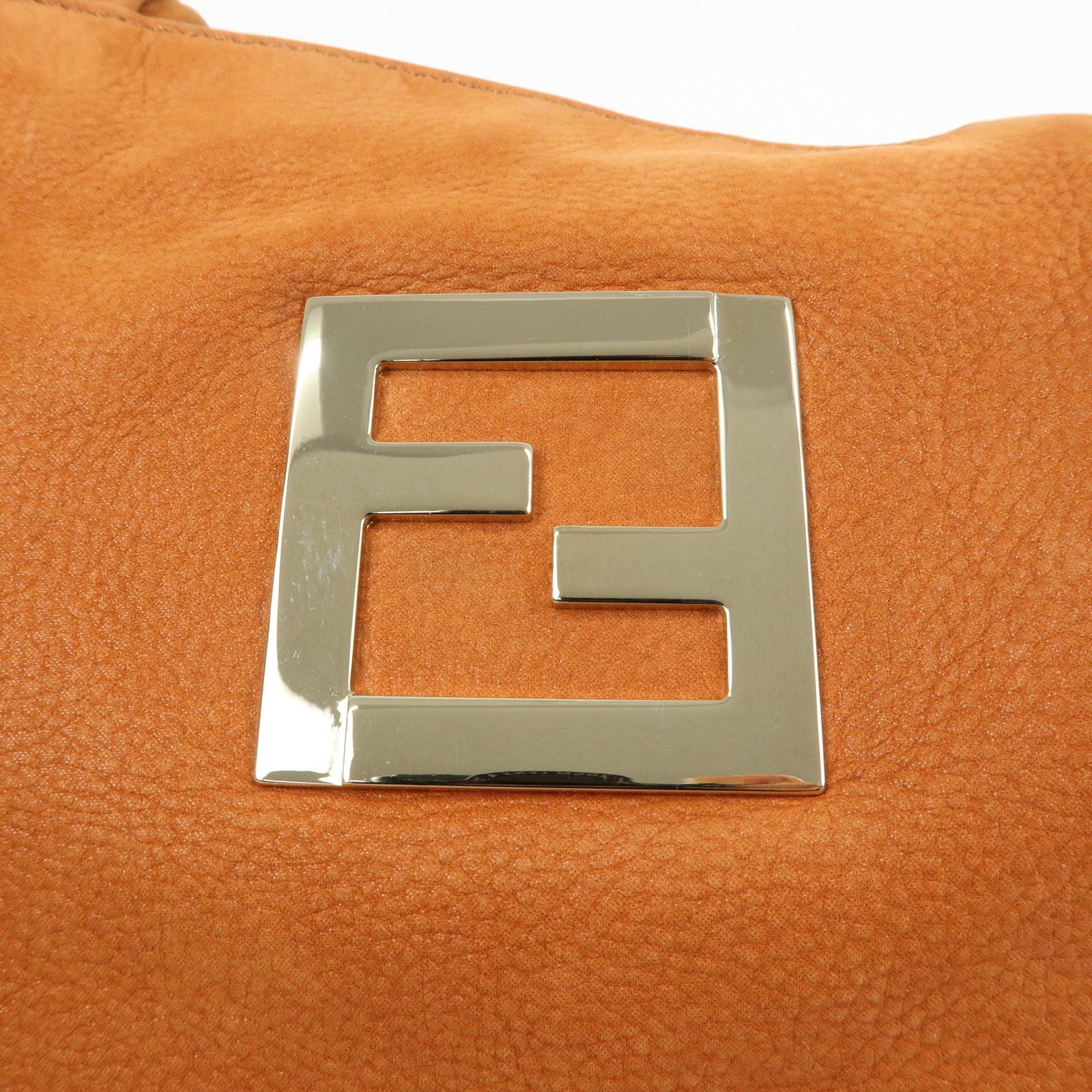 FENDI Leather LAMPO Tote Bag Shoulder Bag Camel Brown 8BR636