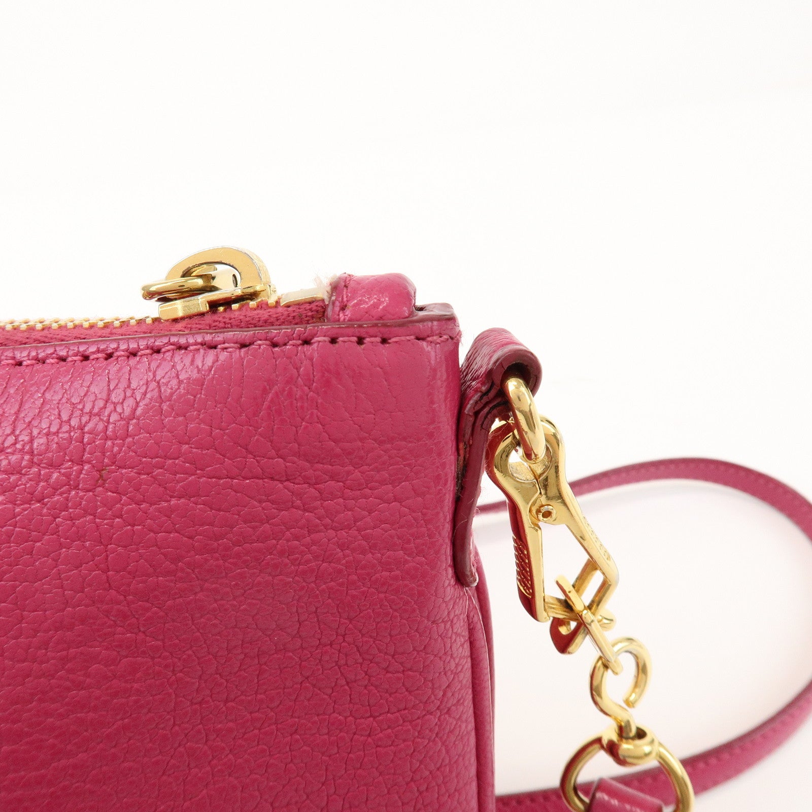 MIU MIU Logo Madras Leather Shoulder Bag Crossbody Bag Pink