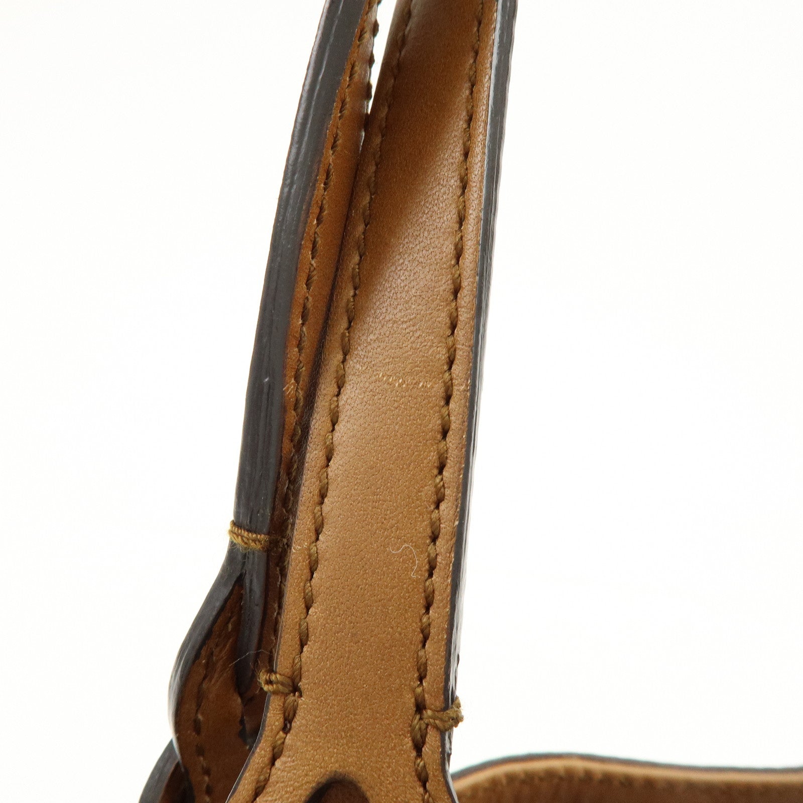 GUCCI Script Logo Leather Fur Tote Bag Fur Pouch Brown 269878