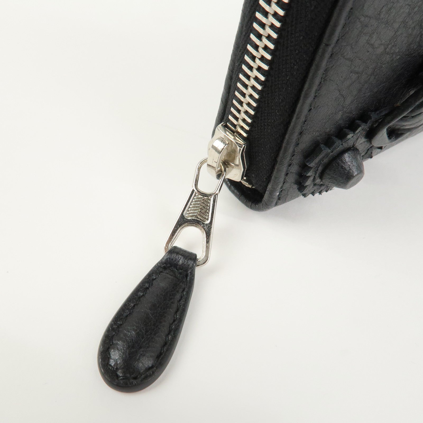 BALENCIAGA Giant Continental Leather Round Zippy Long Wallet Black