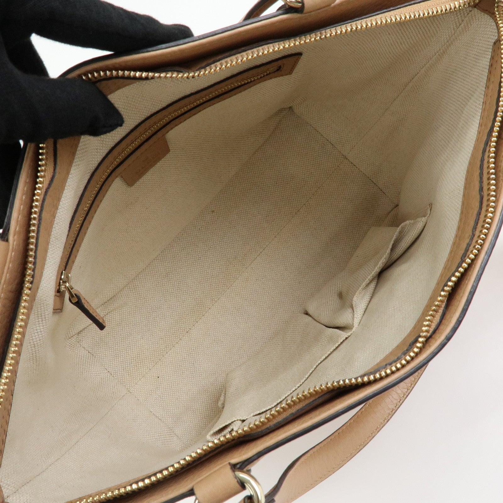 GUCCI SOHO Interlocking G Leather 2Way Hand Bag Beige 369176