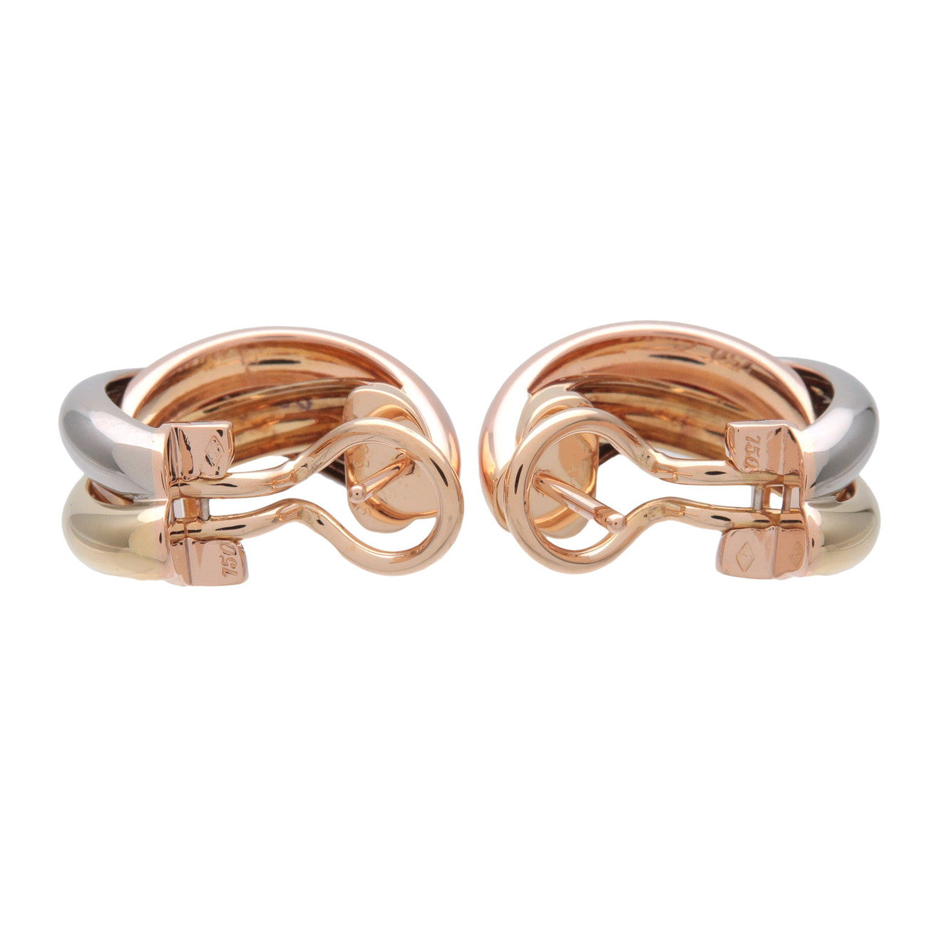 Cartier Trinity Earrings K18 750 White Gold Rose Gold Yellow Gold
