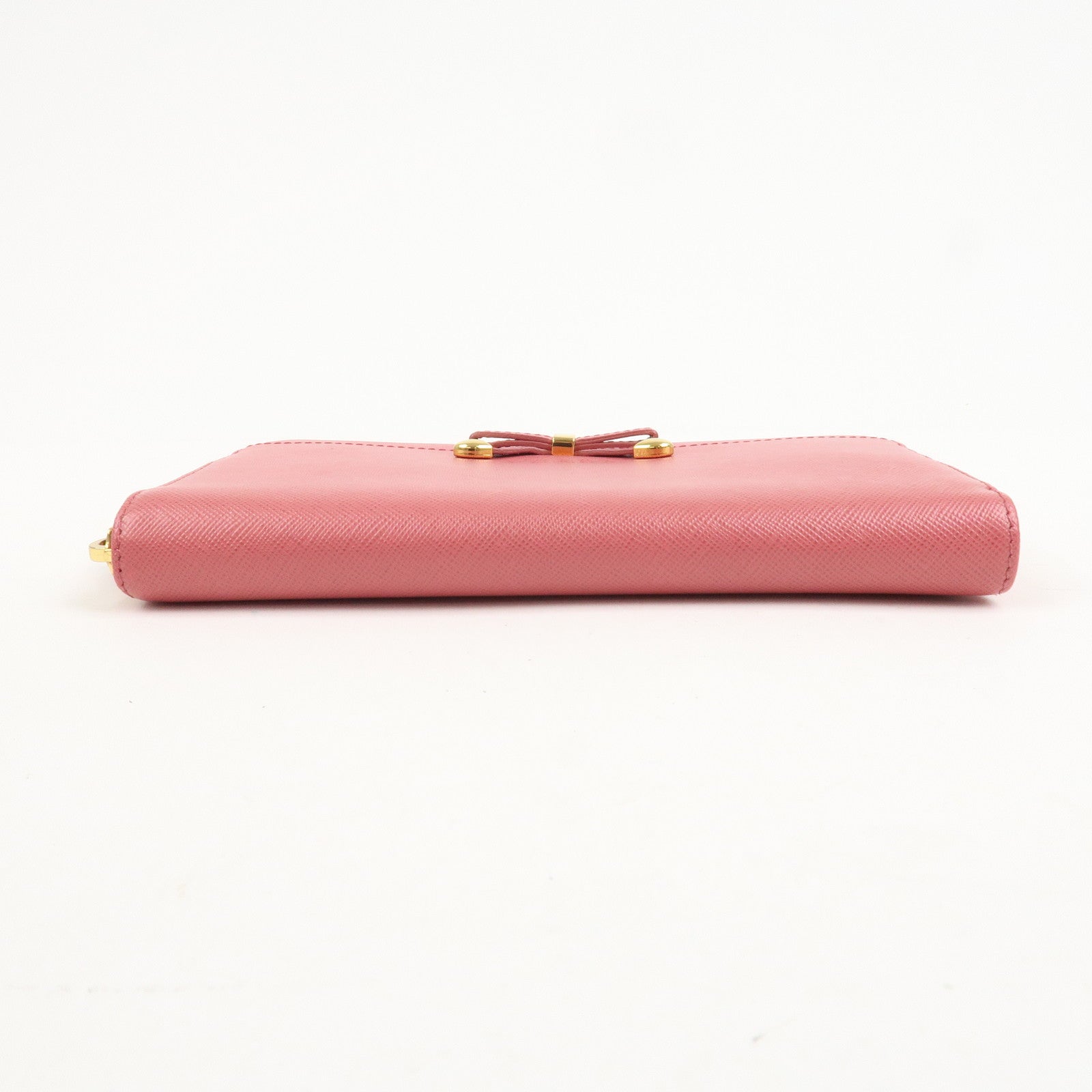 PRADA Logo Saffiano Leather Zippy Long Wallet Pink 1M0506