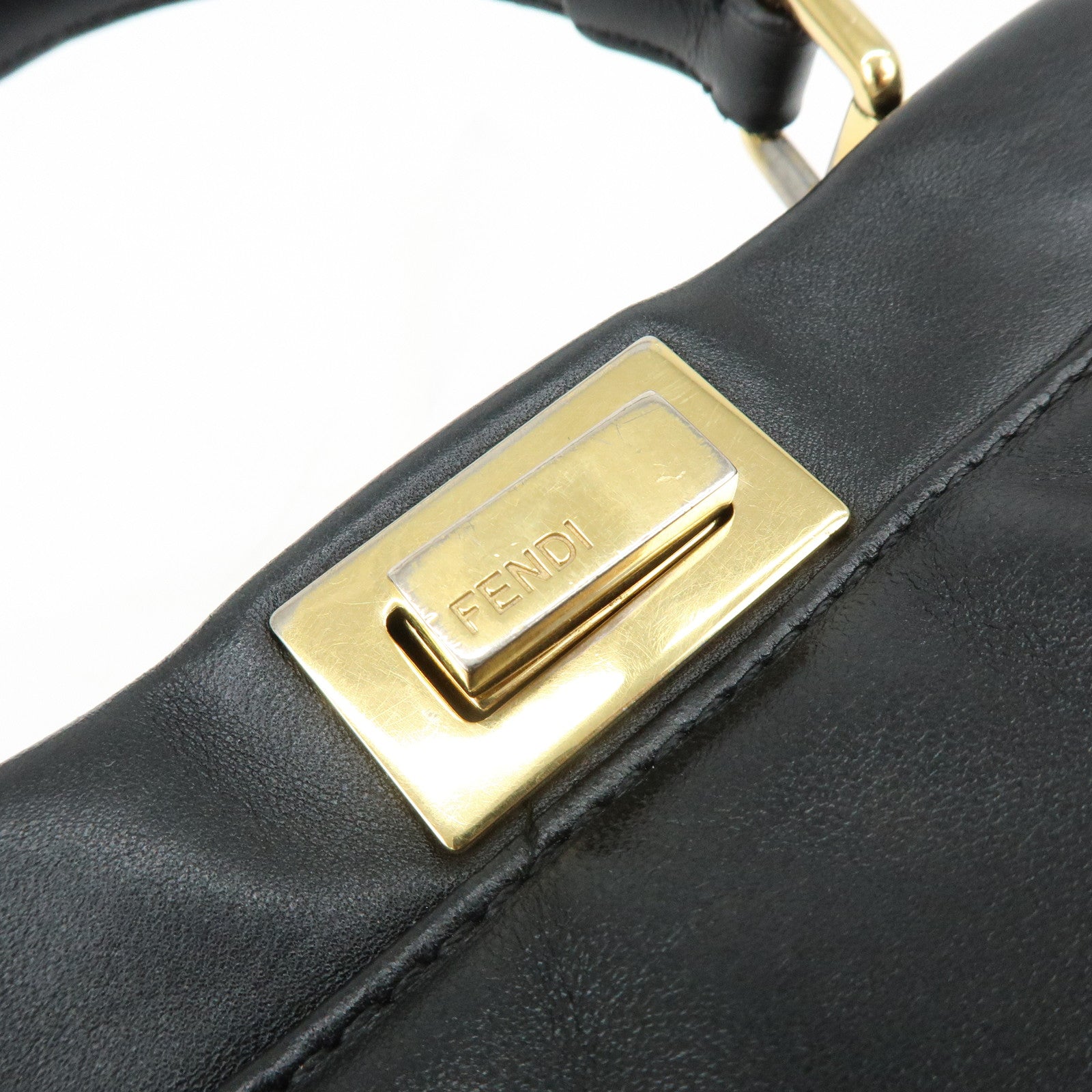 FENDI Peekaboo Mini 2Way Shoulder Bag Hand Bag Black 8BN244