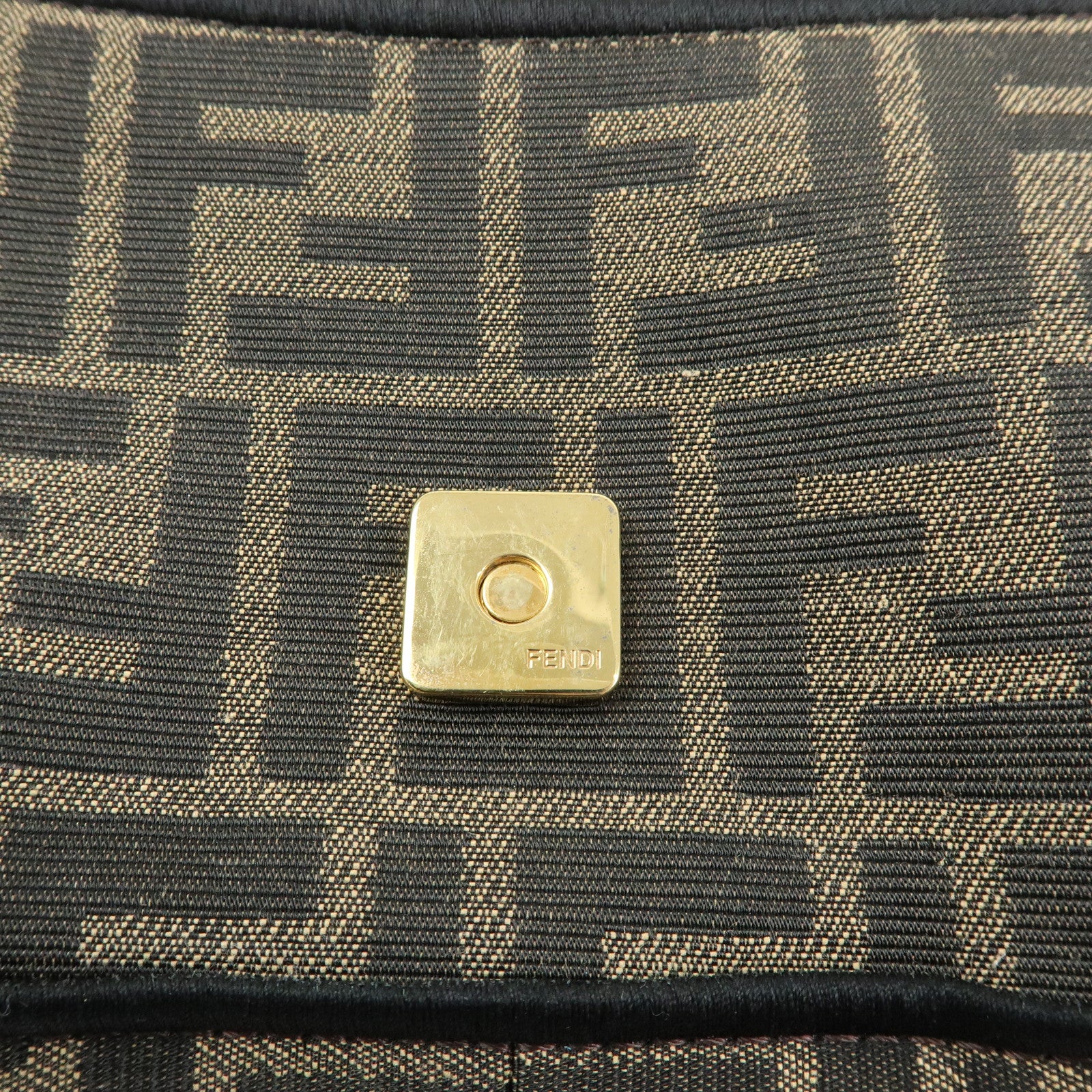 FENDI Zucca Jaquard Canvas Baguette Small 2Way Hand Bag Brown 8BS017
