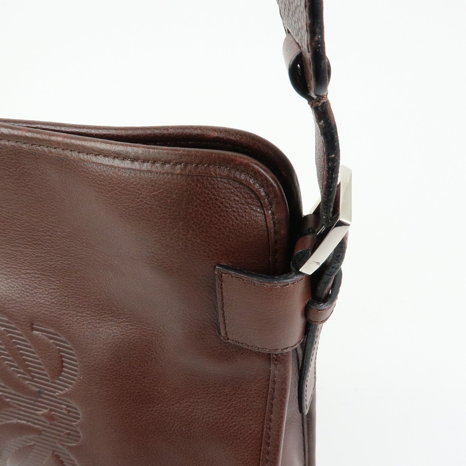 LOEWE Anagram Leather Shoulder Bag Messenger Bag Brown
