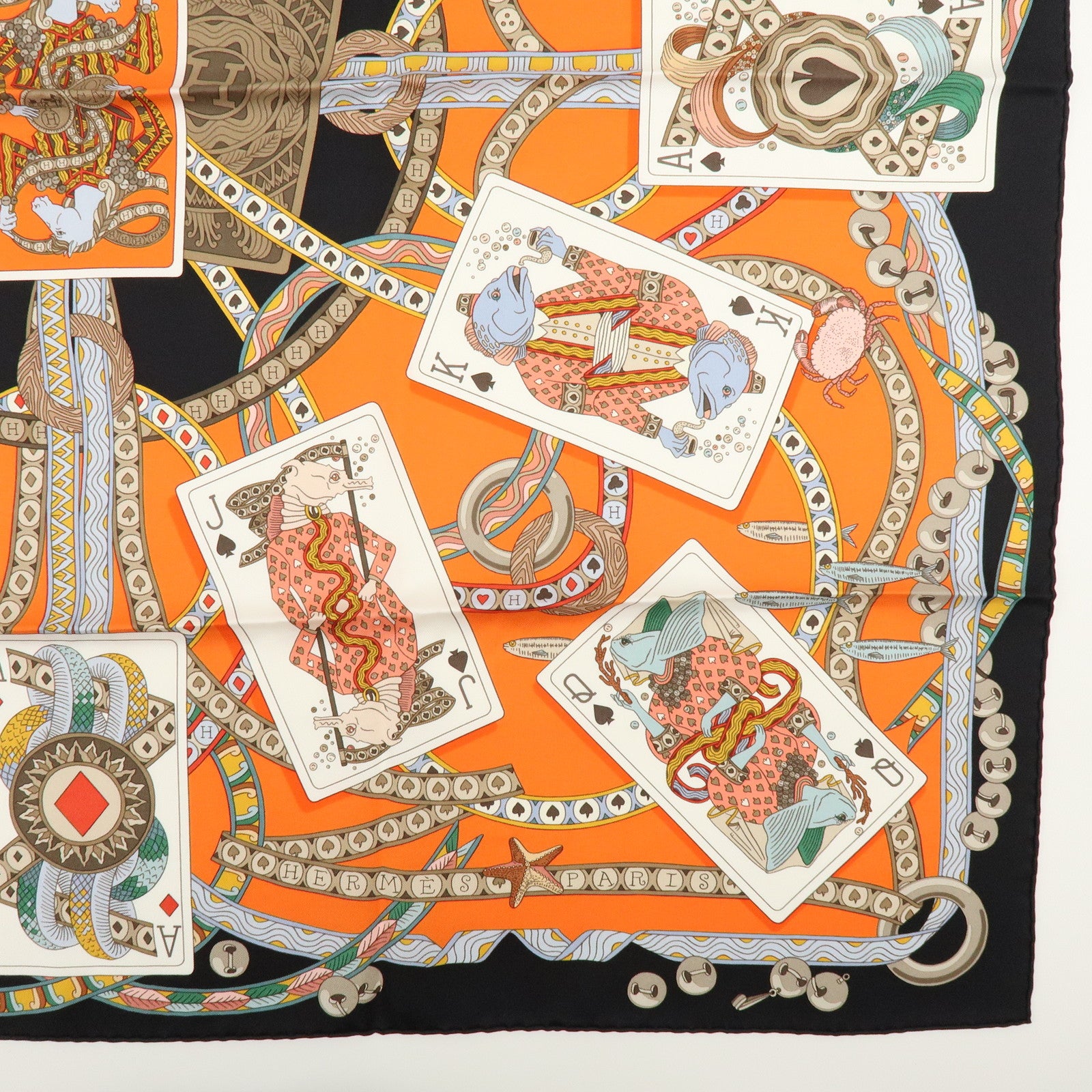 HERMES Carre 90 Silk 100% Scarf DAME DE COEUR A VOUS L’HONNEUR