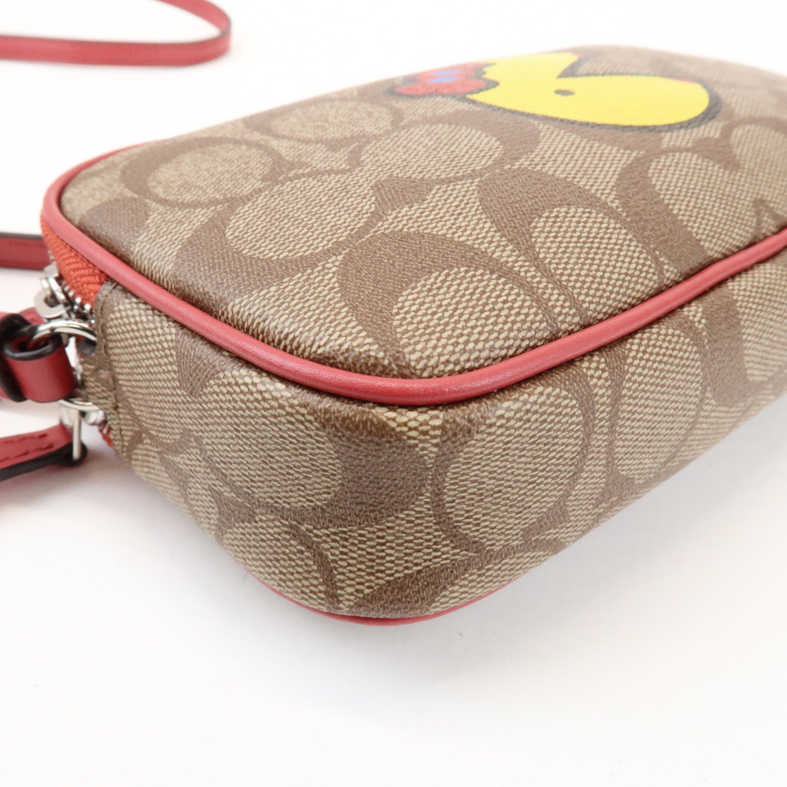 COACH Signature Pacman Collaboration Shoulder Bag Brown Red
