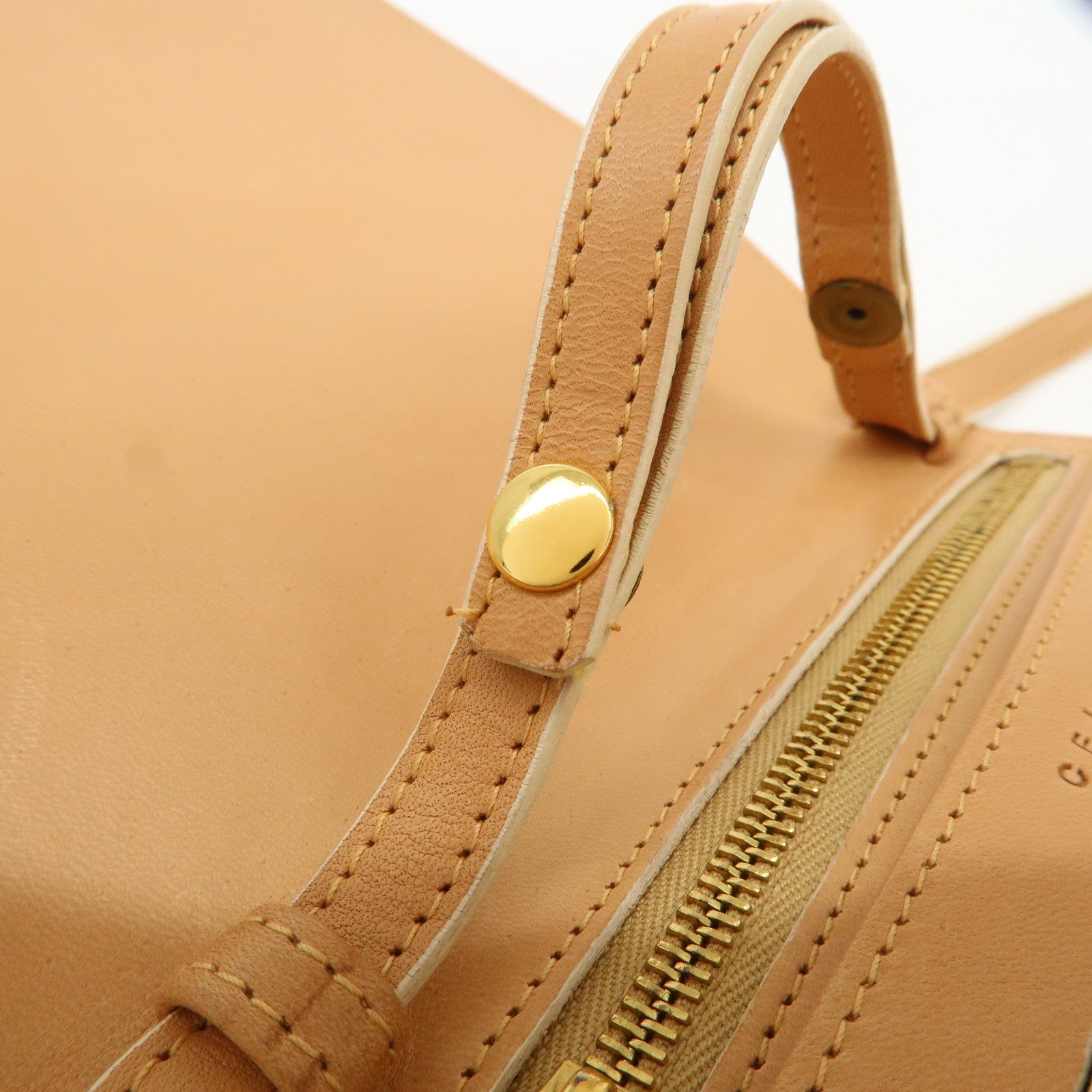 CELINE C Macadam Suede Shoulder Bag Crossbody Bag Ivory