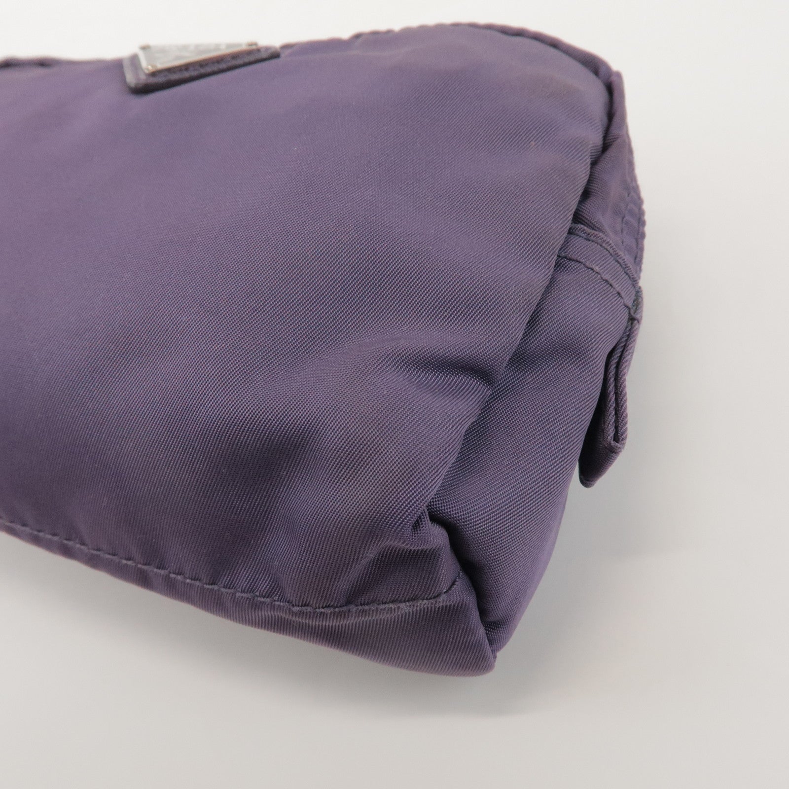 PRADA Triangle Logo Nylon Set of 2 Pouch Black Purple