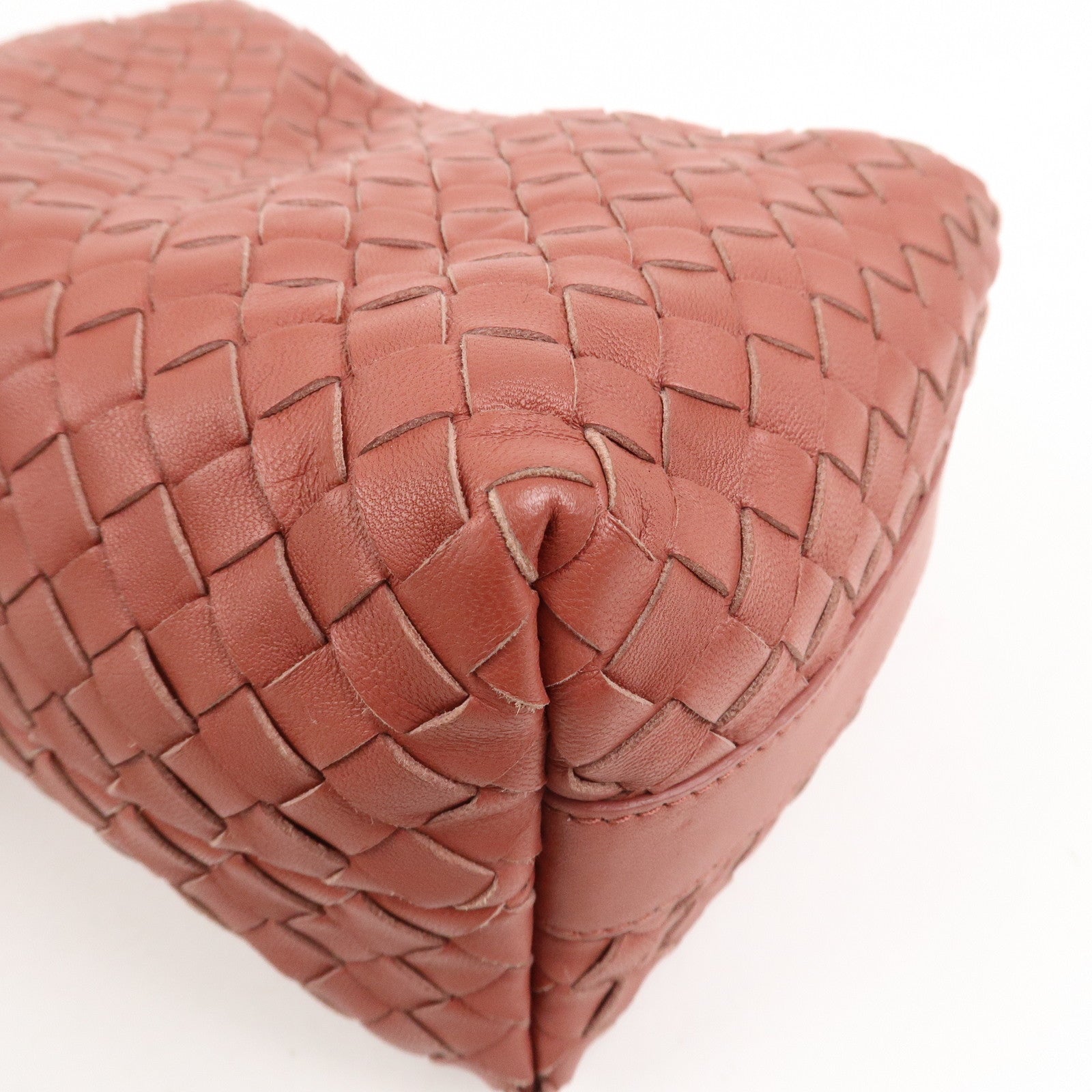 BOTTEGA VENETA Intrecciato Leather Shoulder Bag Hand Bag Red