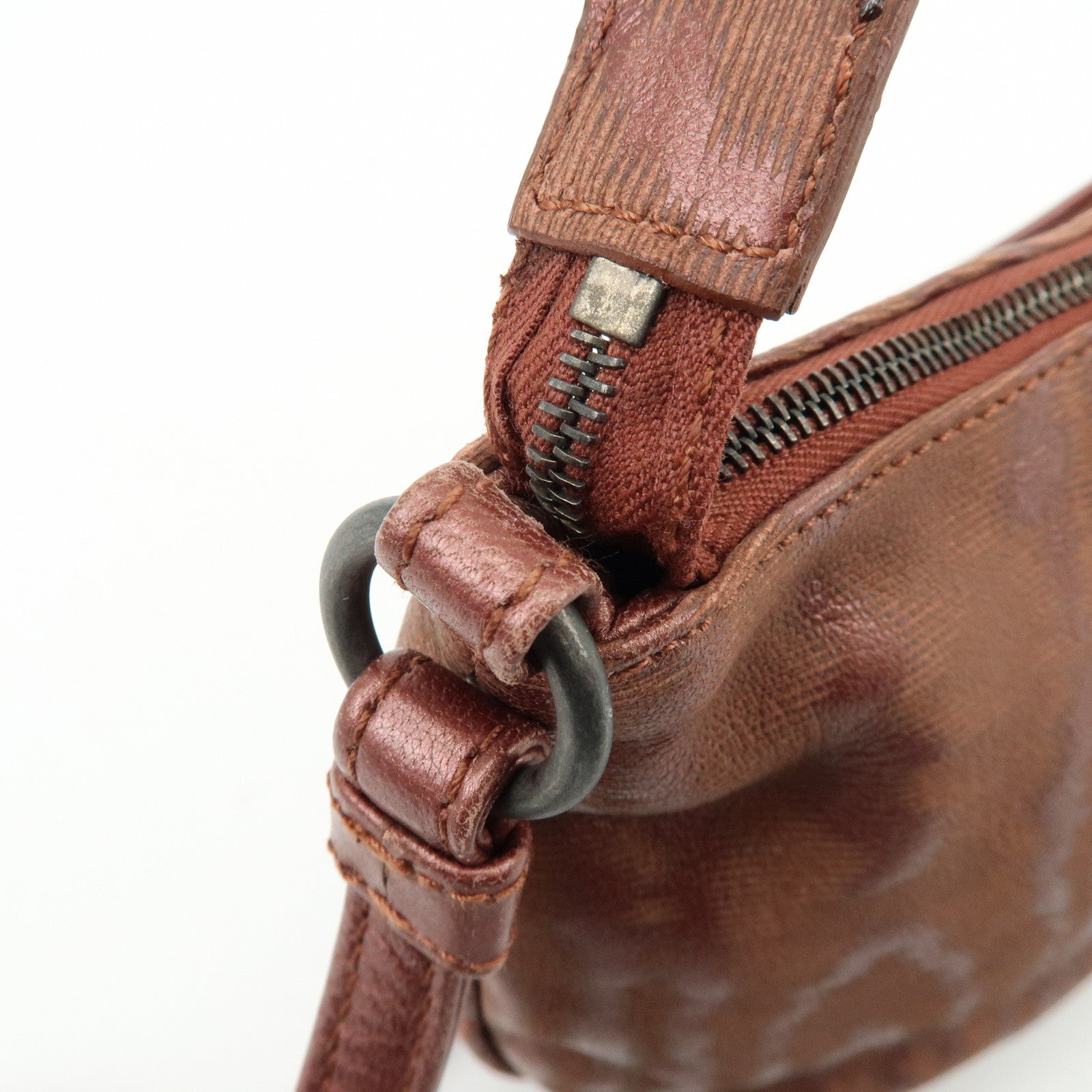 BOTTEGA VENETA Leather Shoulder Bag Metallic Brown 196484