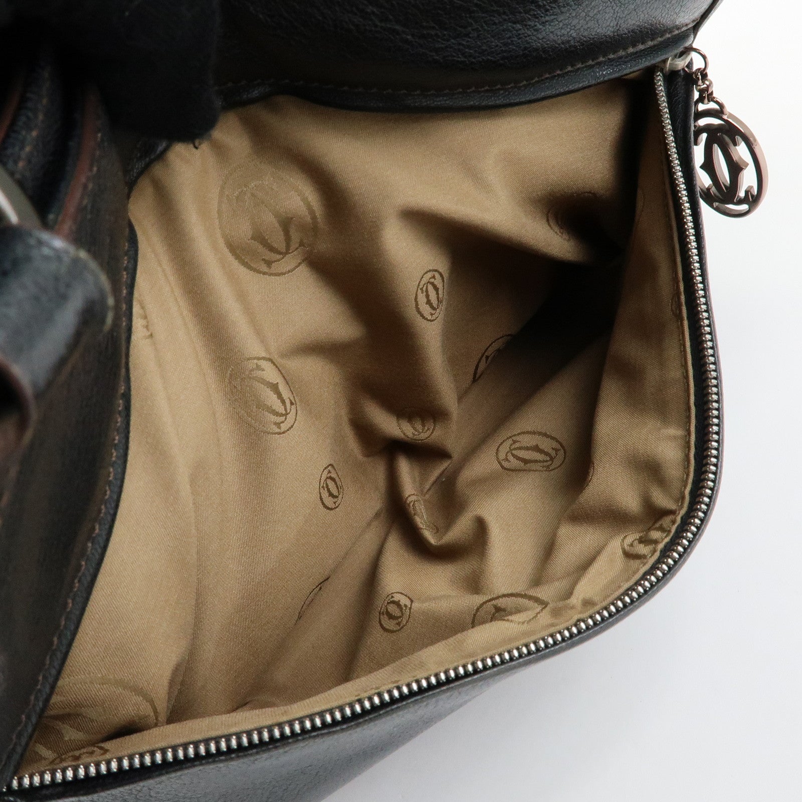 Cartier Marcello de Cartier Leather Hand Bag Tote Bag Black