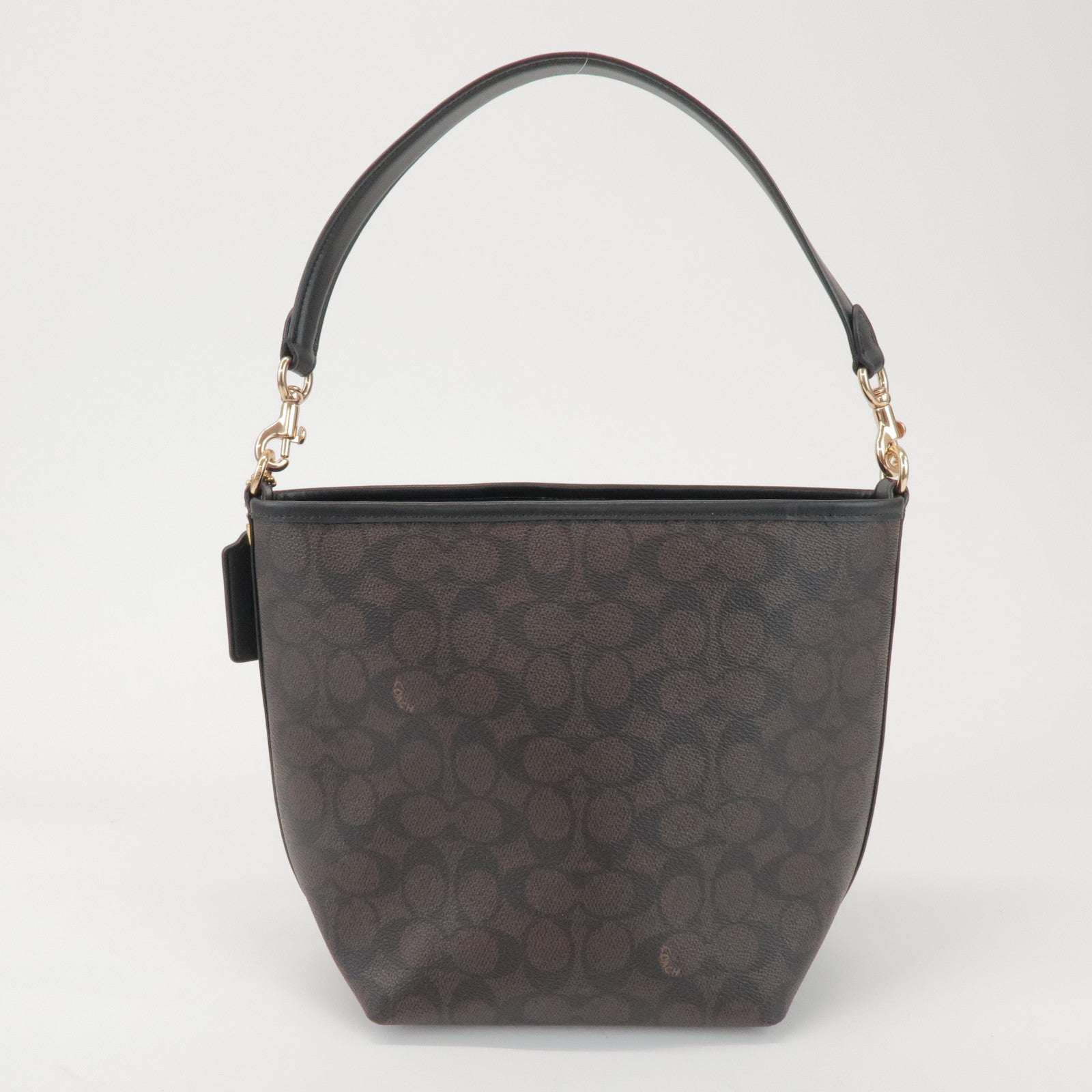 COACH Signature City PVC Leather 2Way Shoulder Bucket Bag Brown