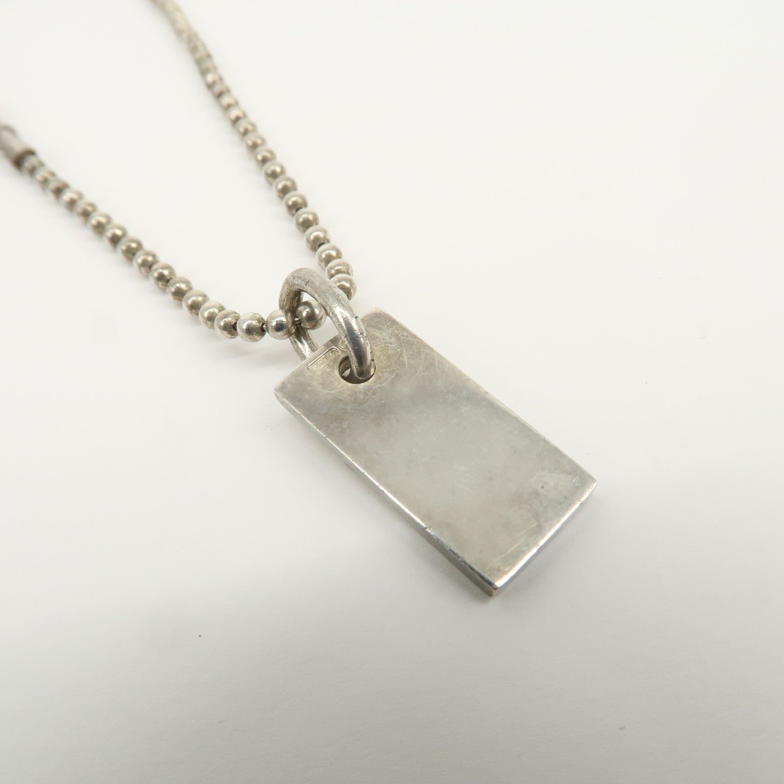 GUCCI Ball Chain Rectangle Charm Bracelet SV925 Silver