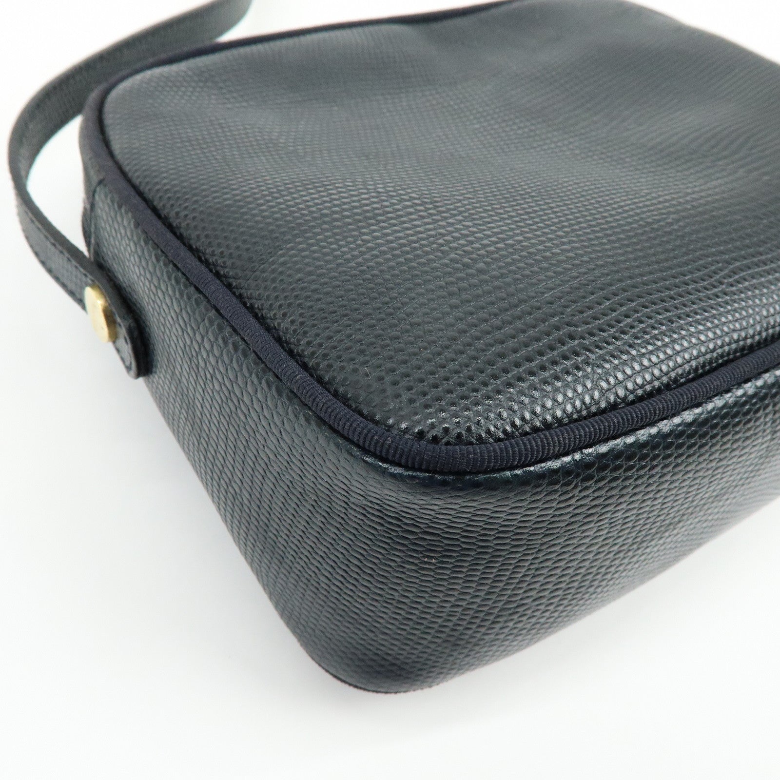 Ferragamo Vara Embossed Leather Shoulder Bag Crossbody Bag Navy