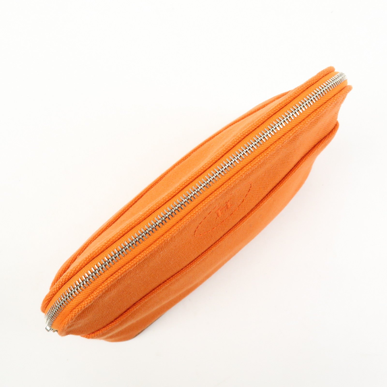 HERMES Bolide Mini Canvas Leather Pouch Cosmetic Pouch Orange