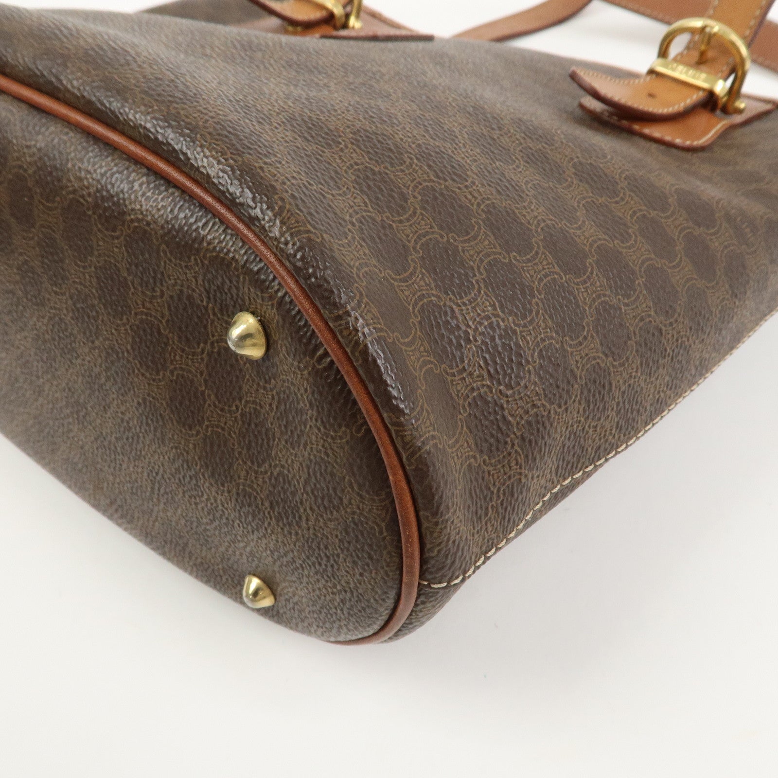 CELINE Macadam PVC Leather Tote Bag Hand Bag Brown