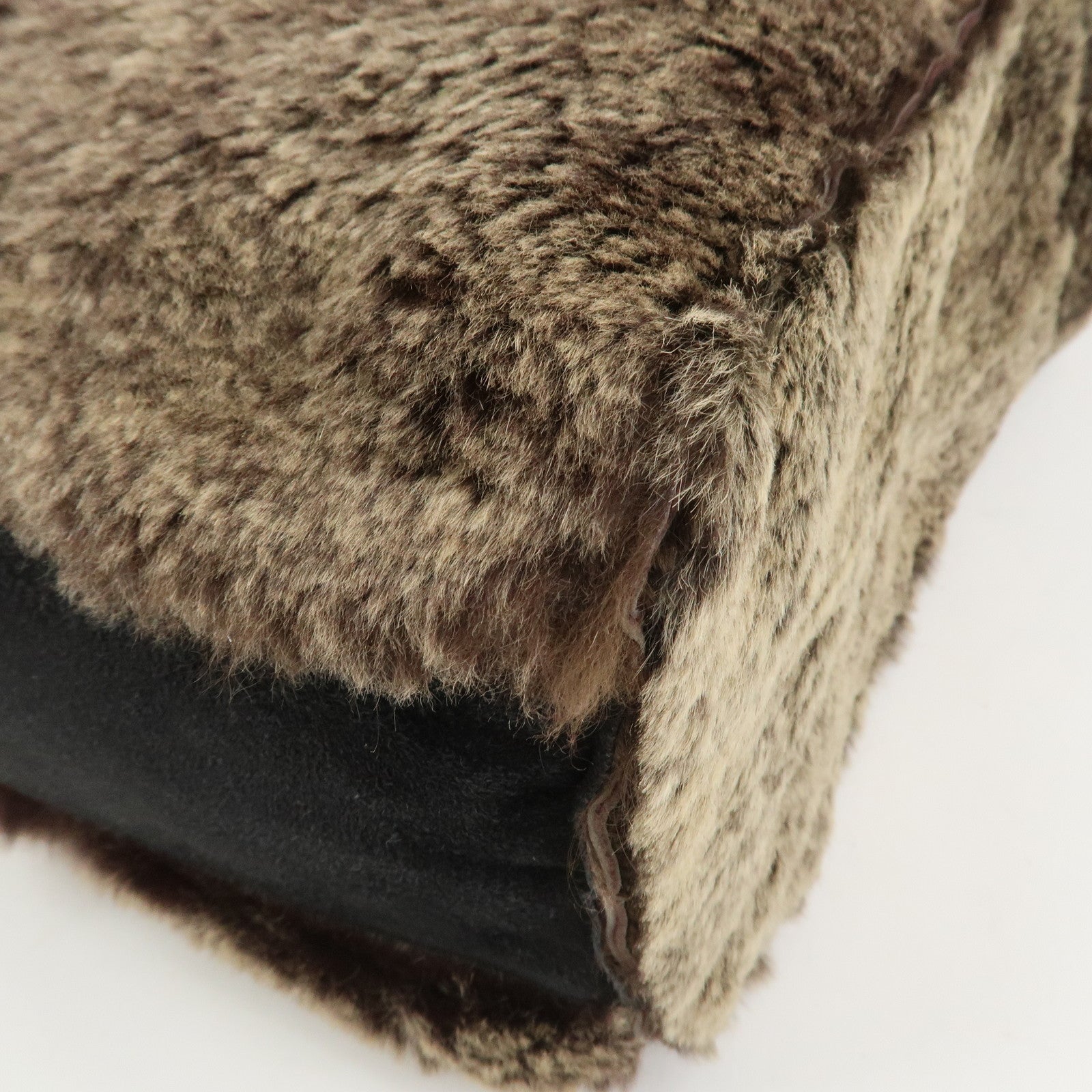 CHANEL COCO Mark Fur Suede Tote Bag Hand Bag Brown Black