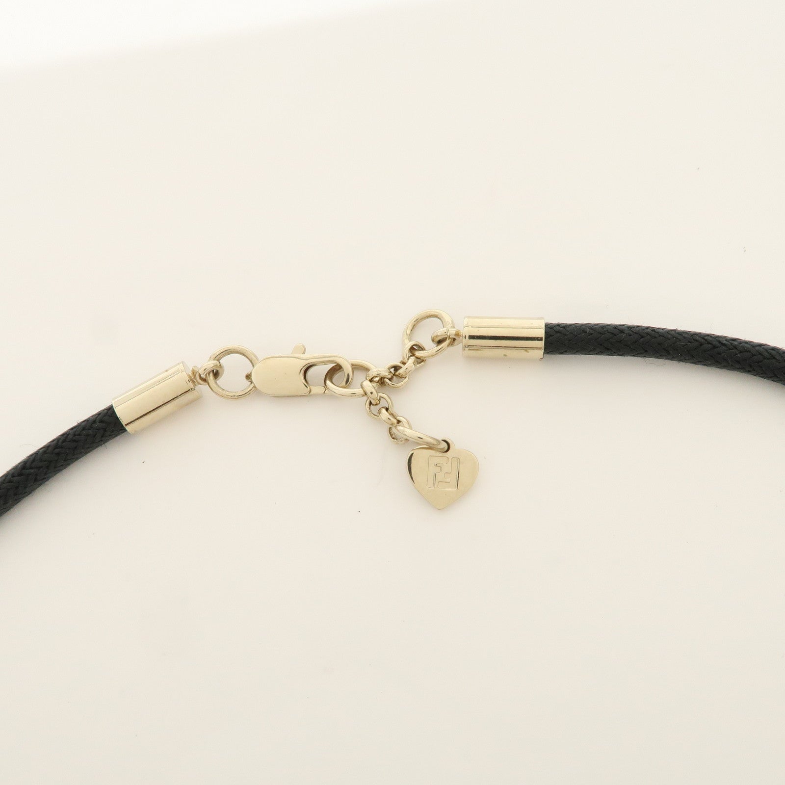 FENDI Logo Metal Necklace Silver Black