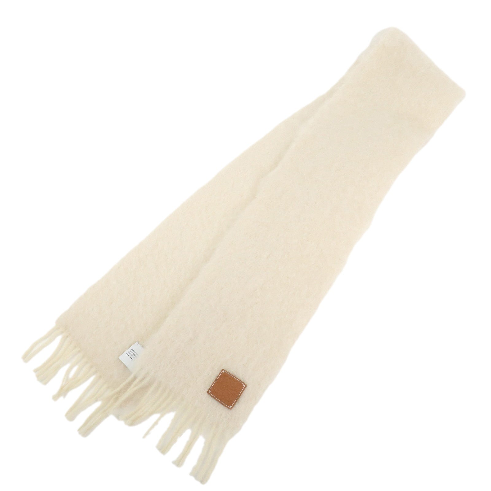 LOEWE Anagram Mohair Wool Nylon White Scarf Stole