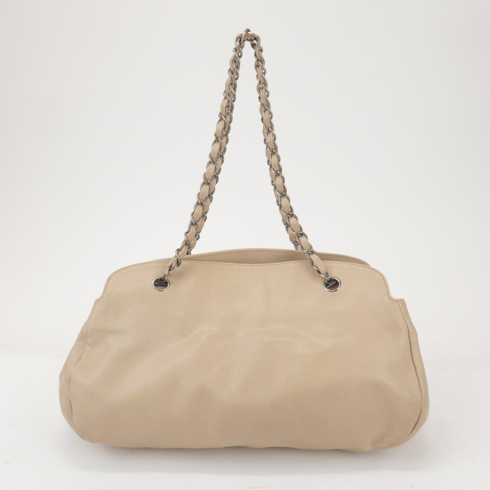 CHANEL COCO Mark Caviarskin Chain Shoulder Bag Hand Bag Beige