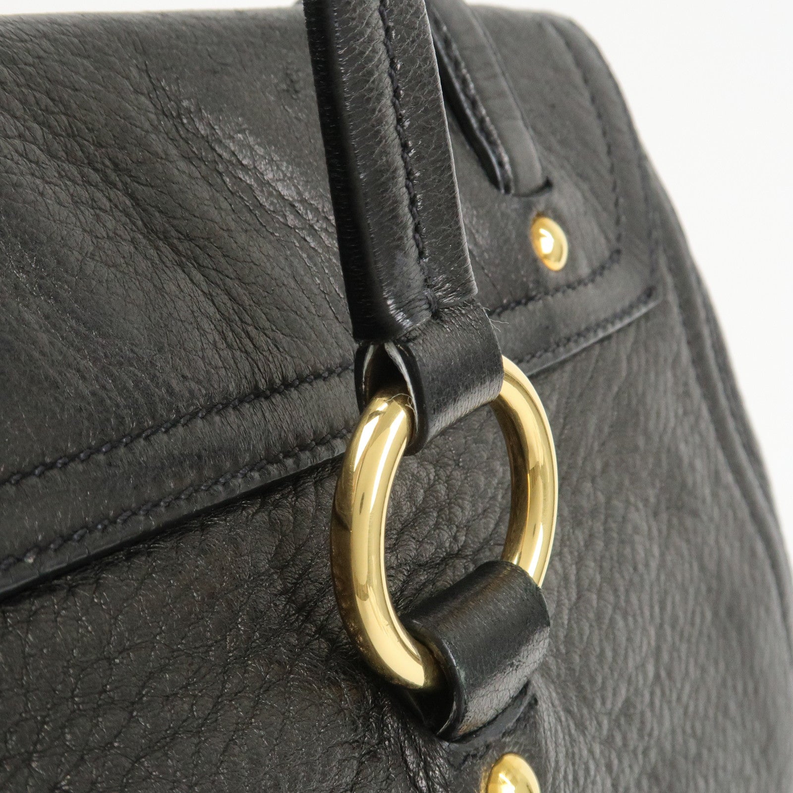 MIU MIU Leather Tote Bag Shoulder Bag Black