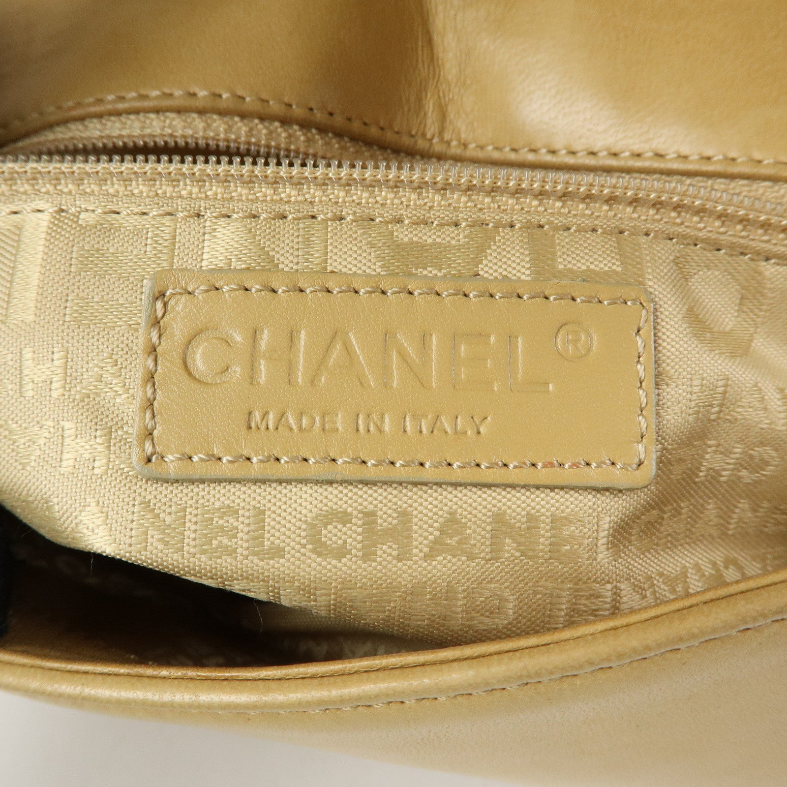 CHANEL Lamb Skin Shoulder Bag Hand Bag Beige