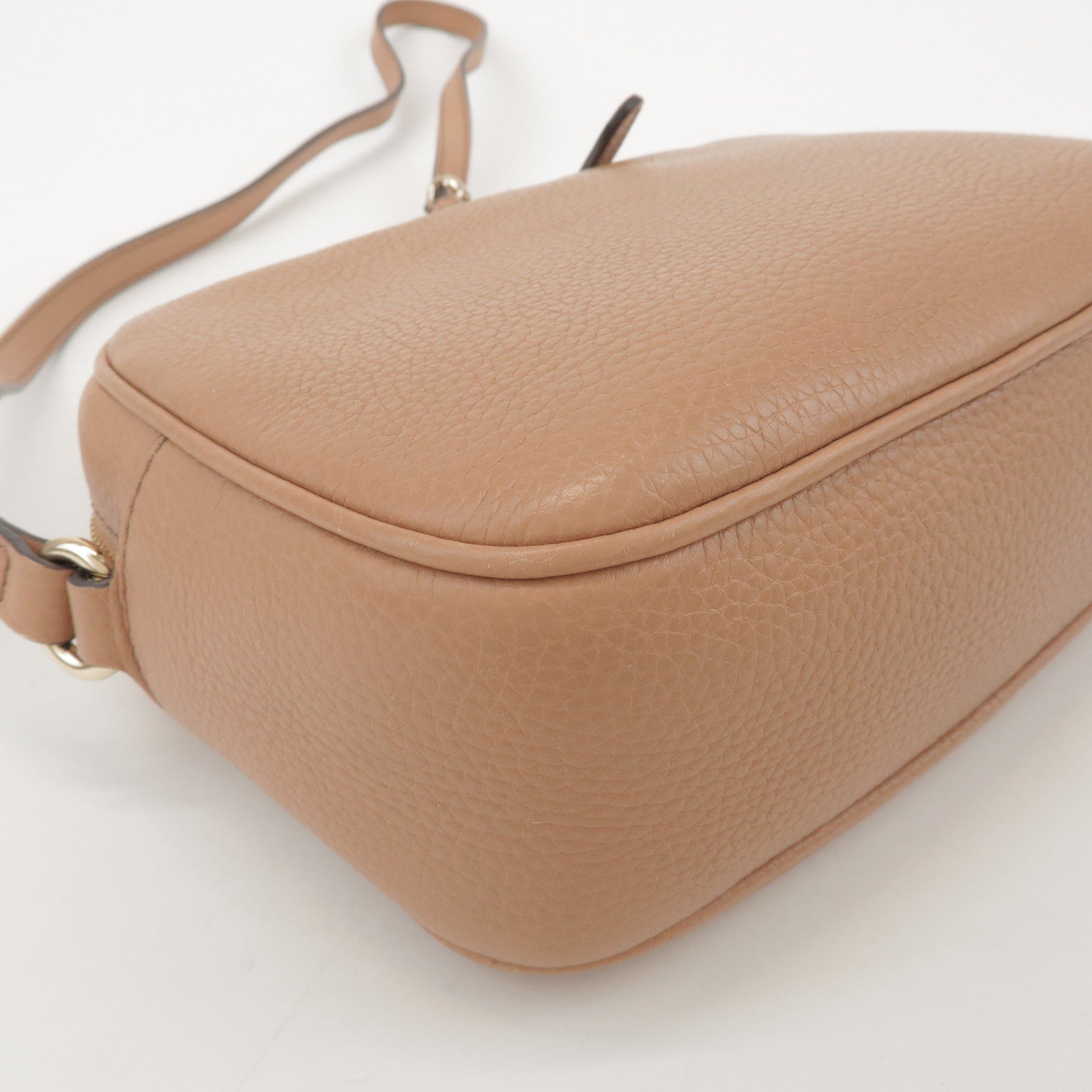 GUCCI SOHO Interlocking G Leather Shoulder Bag Beige 308364