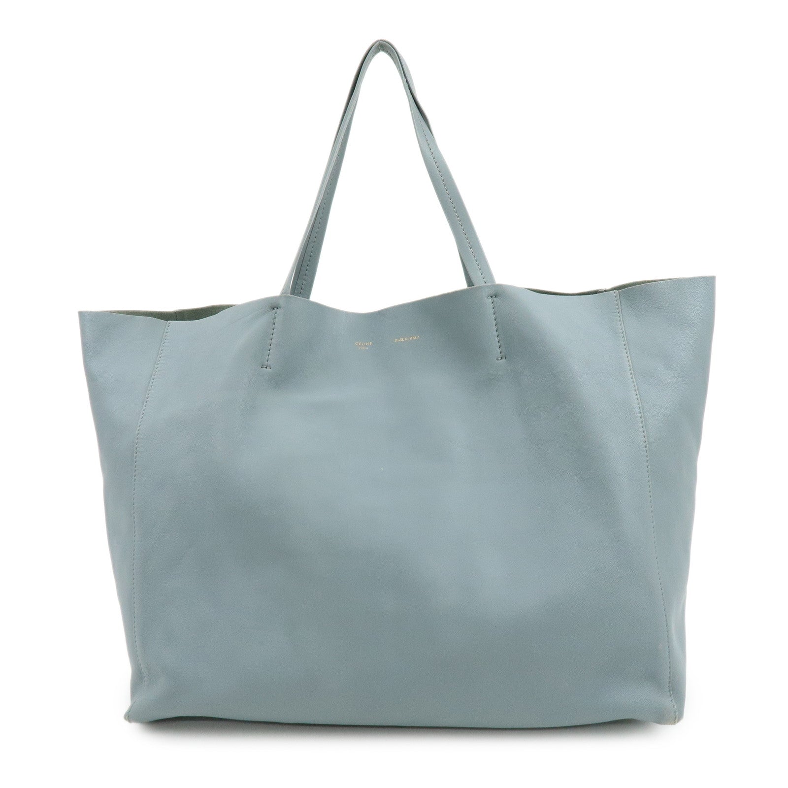 CELINE Horizontal Cabas Leather Tote Bag Shoulder Bag Light Blue