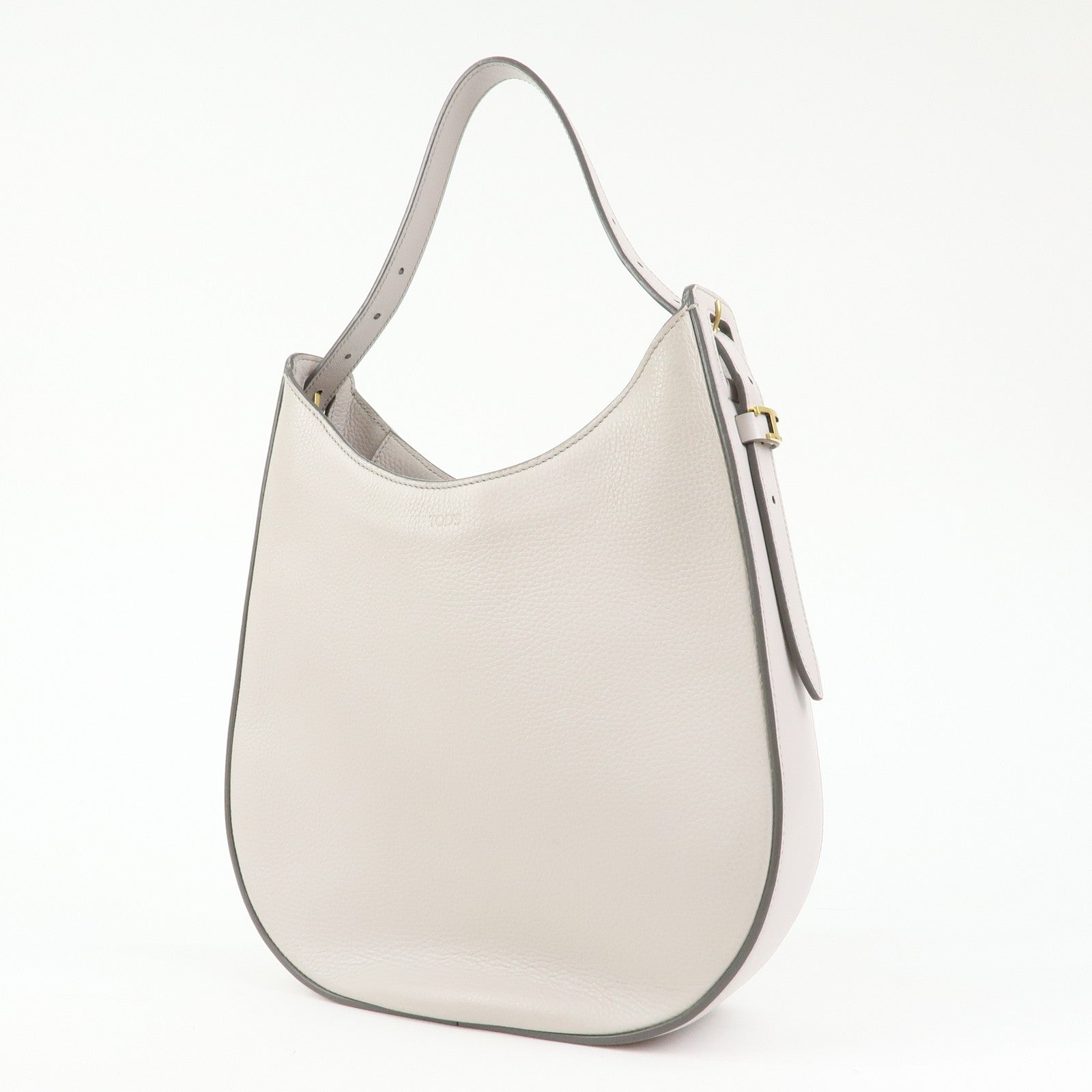 TOD'S OBOE Medium Leather Shoulder Bag Hand Bag Gray
